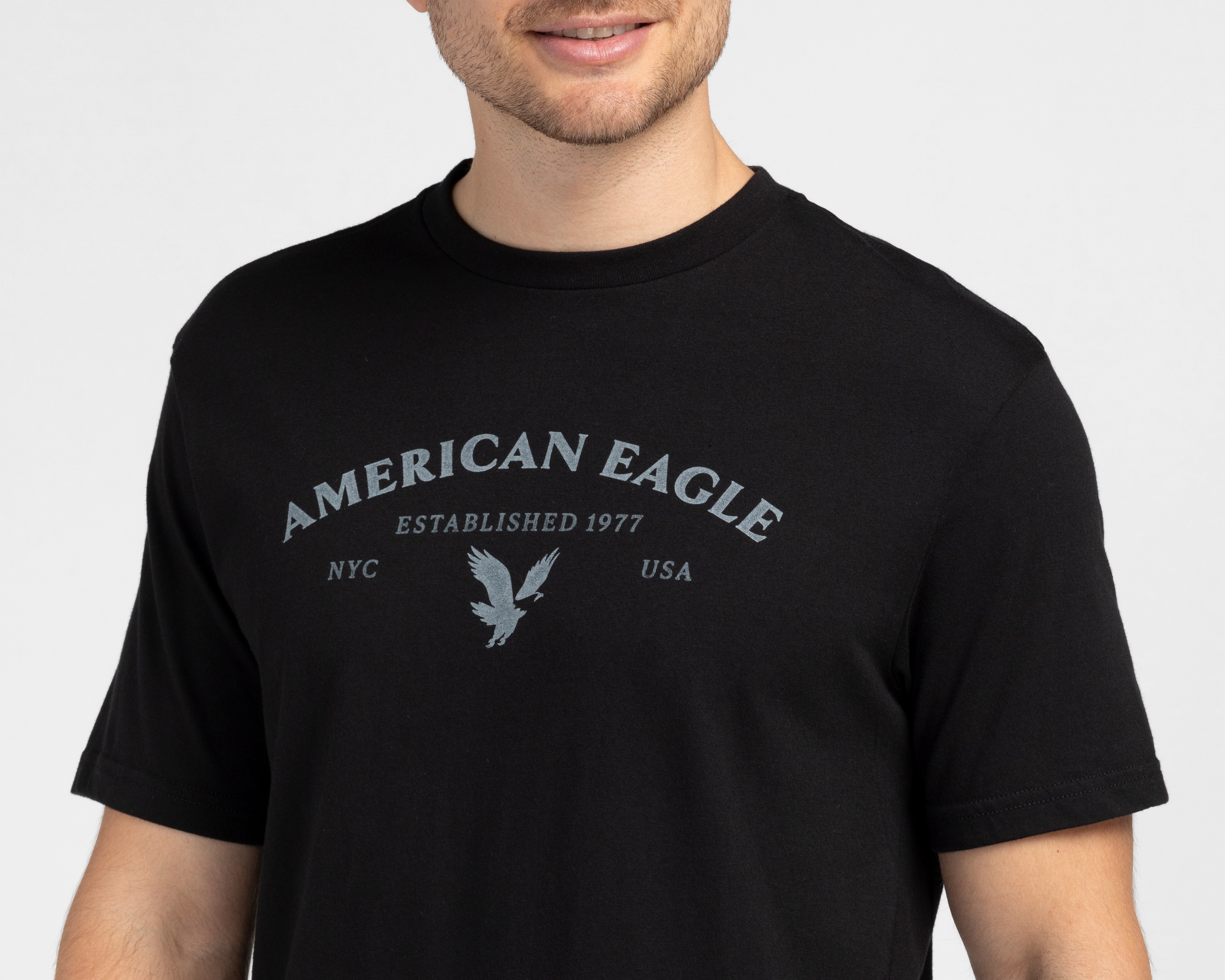 Foto 3 | Foto 3 | Playera de Cuello Redondo Negra American Eagle para Hombre