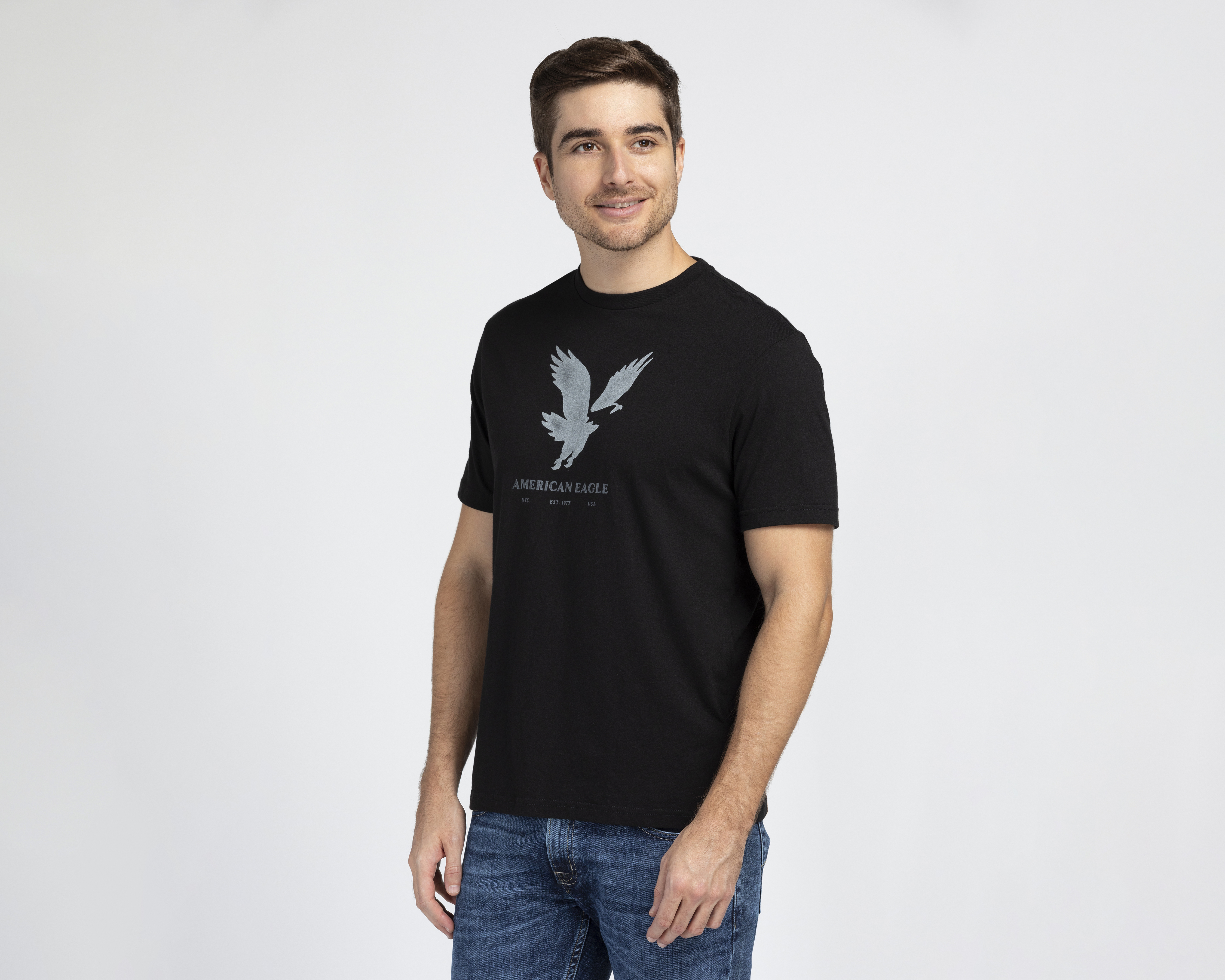 Playera de Cuello Redondo Negra American Eagle para Hombre