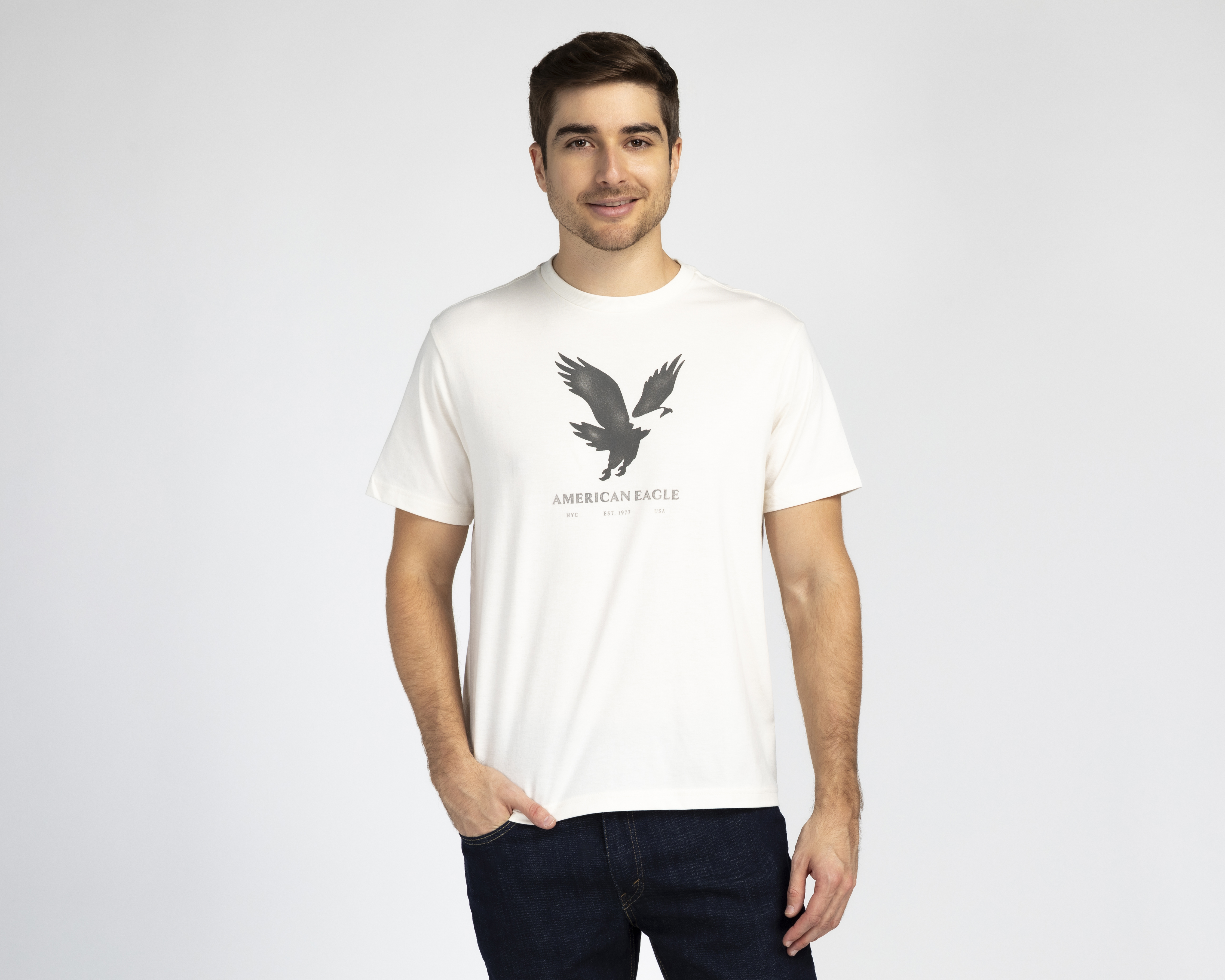 Playera de Cuello Redondo Beige American Eagle para Hombre