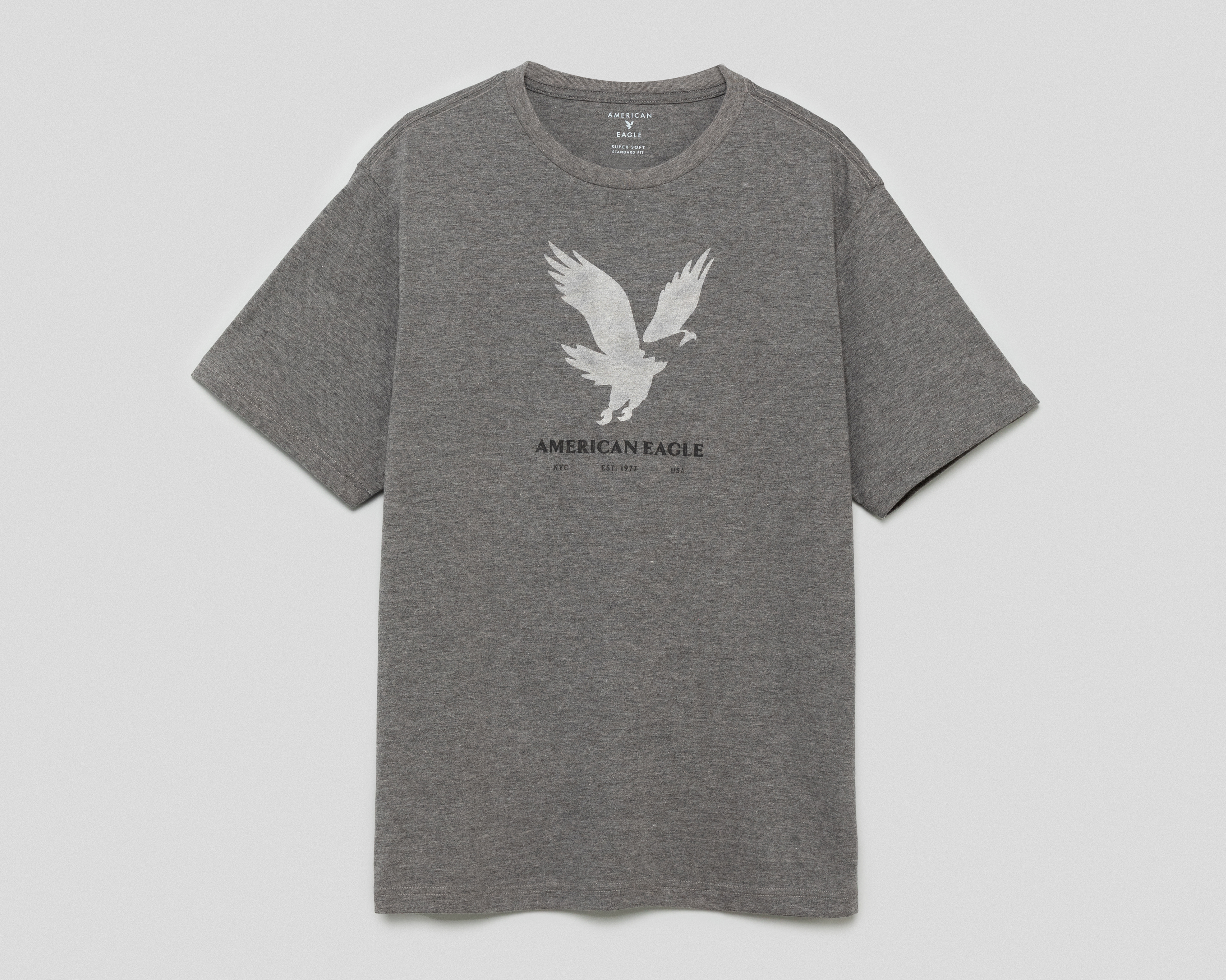 Foto 2 pulgar | Foto 1 | Playera de Cuello Redondo Gris American Eagle para Hombre