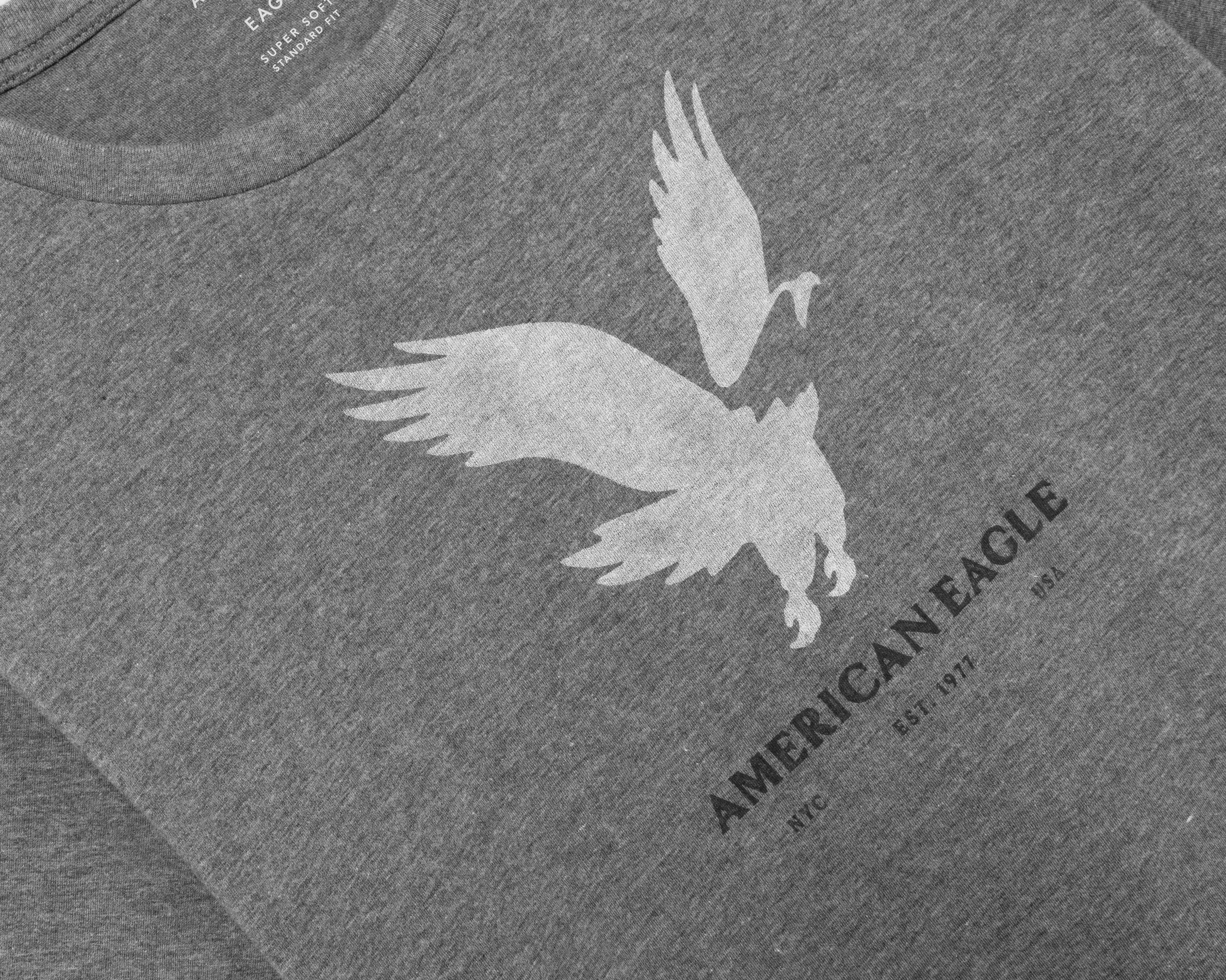 Foto 4 pulgar | Foto 3 | Playera de Cuello Redondo Gris American Eagle para Hombre