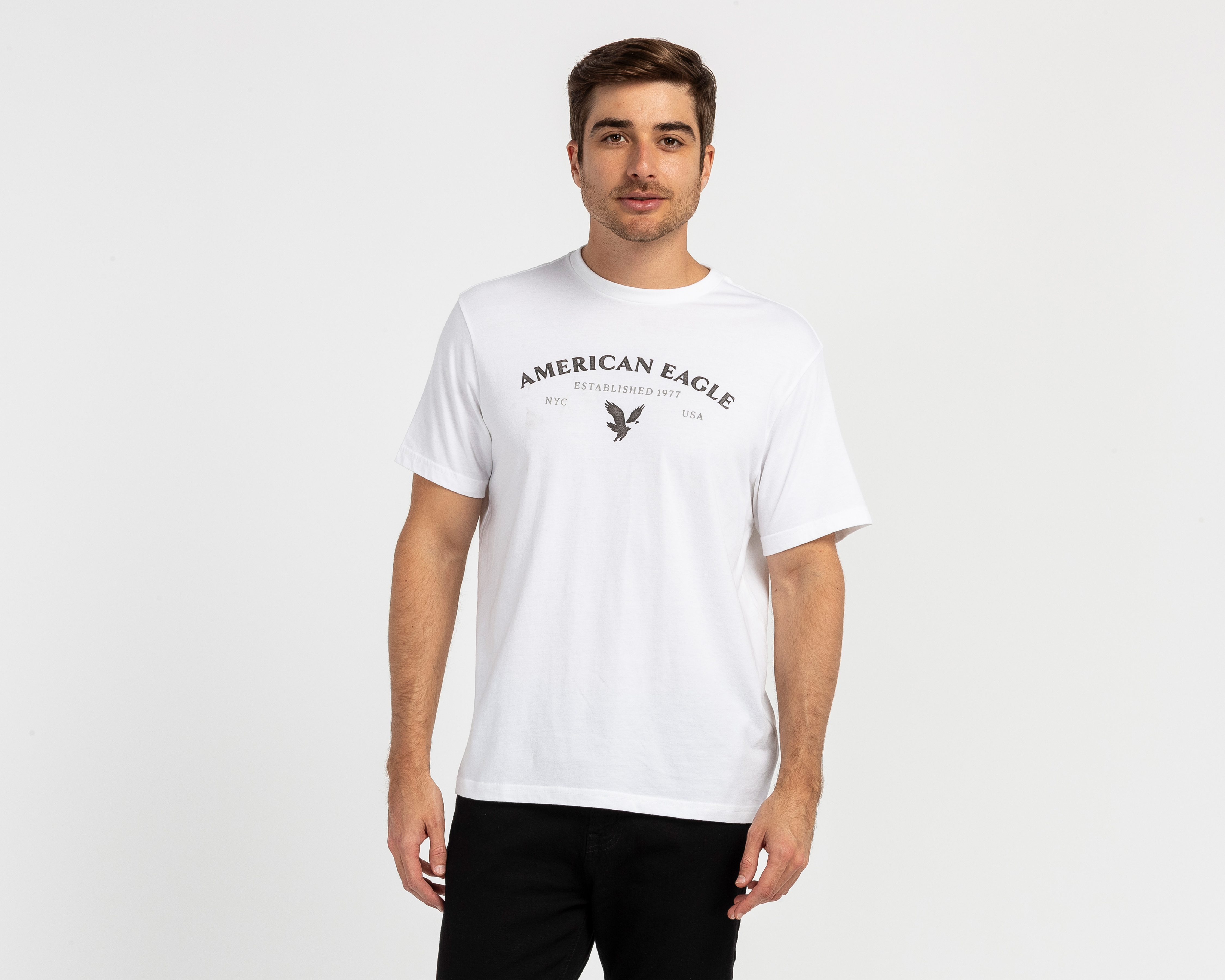 Playera de Cuello Redondo Blanca American Eagle para Hombre