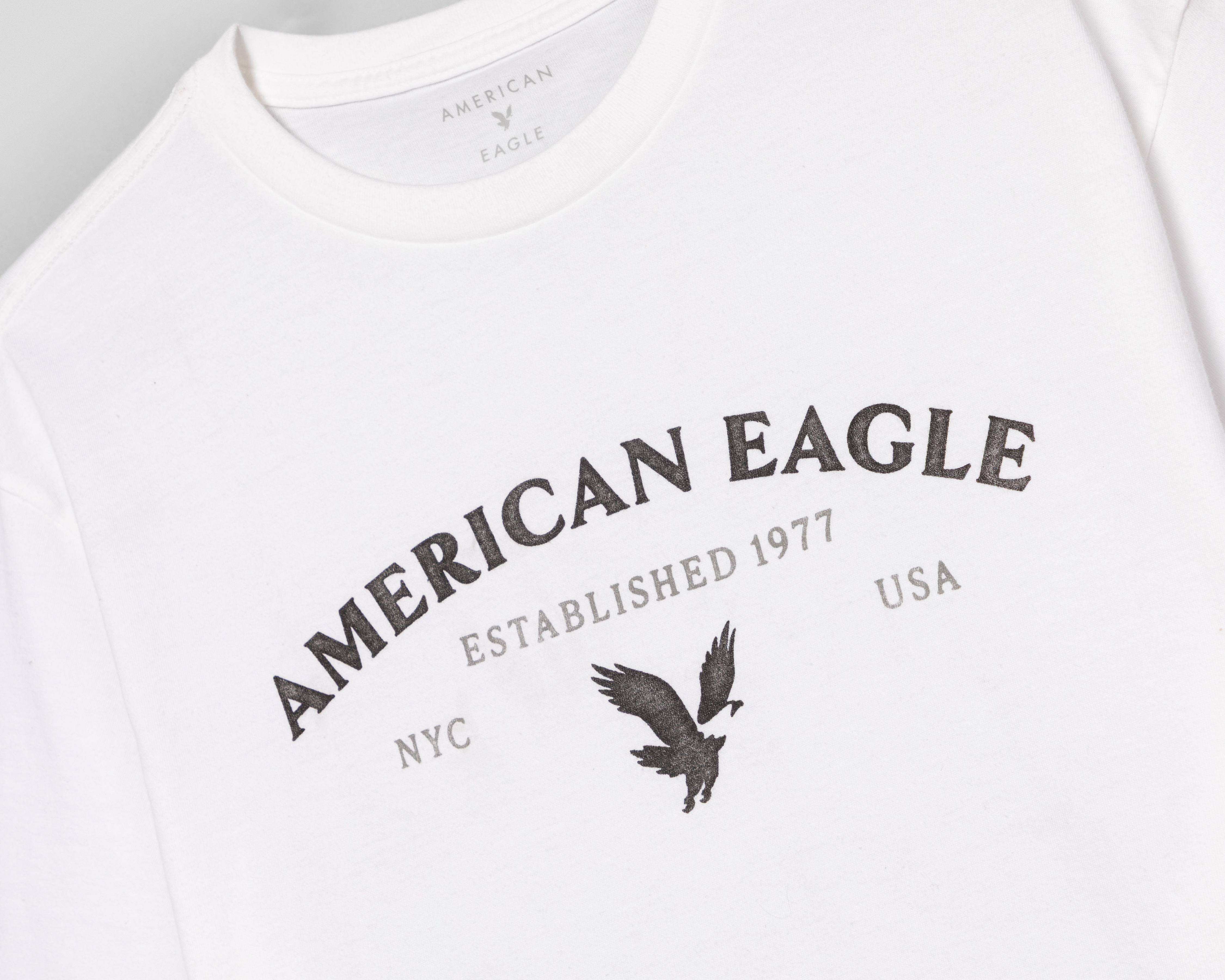 Foto 4 pulgar | Foto 3 | Playera de Cuello Redondo Blanca American Eagle para Hombre