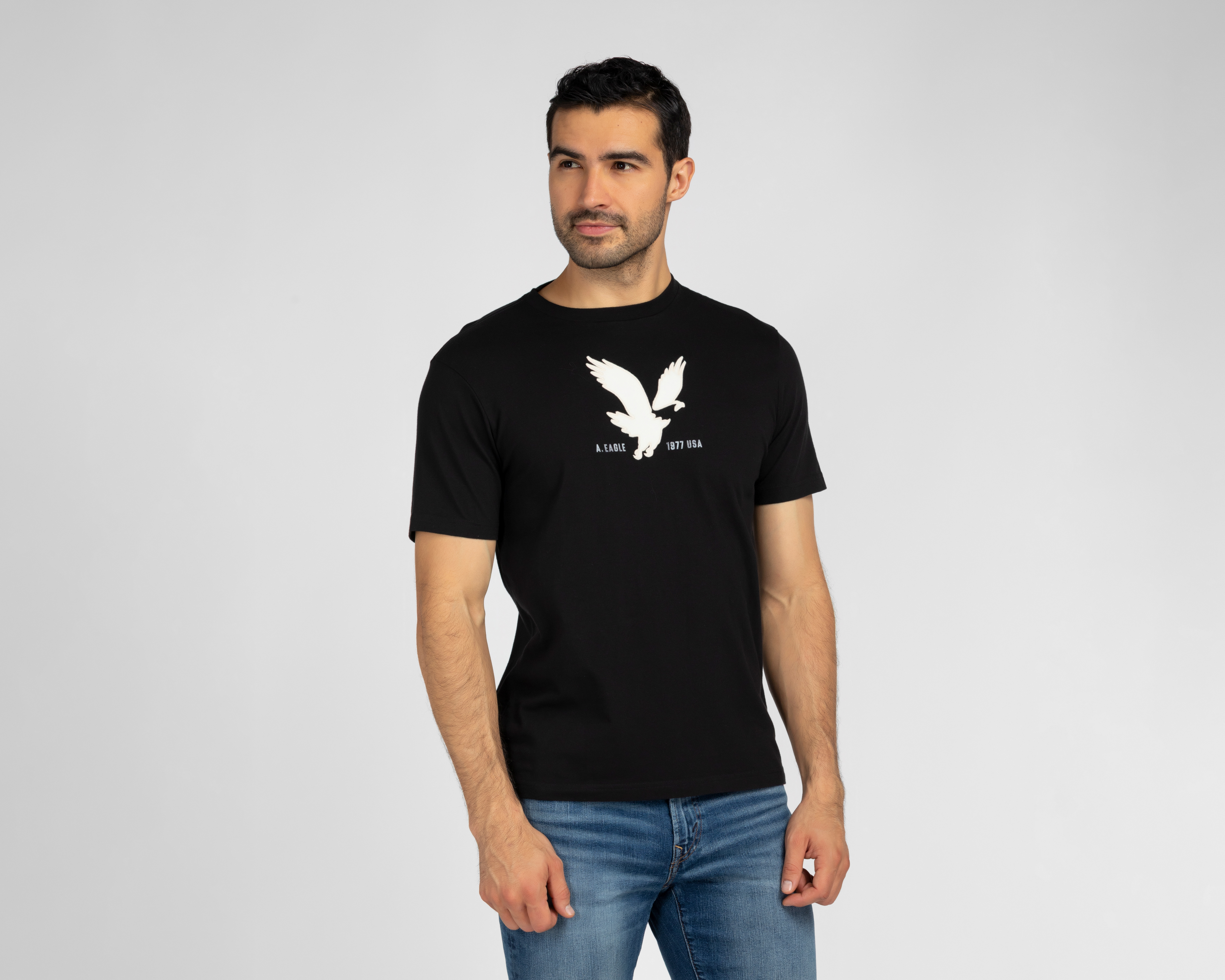Playera de Cuello Redondo Negra American Eagle para Hombre