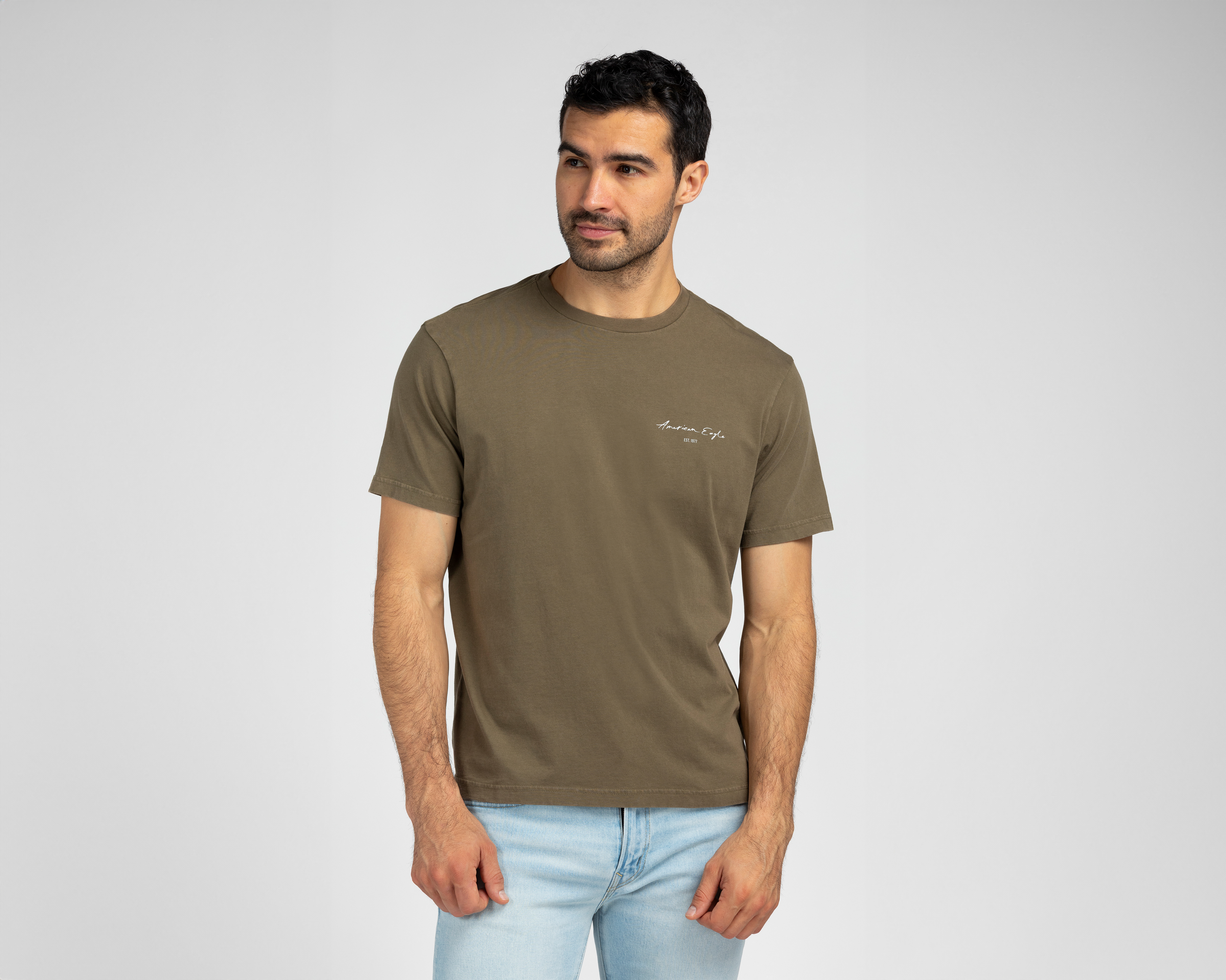 Foto 2 pulgar | Foto 1 | Playera de Cuello Redondo Verde American Eagle para Hombre