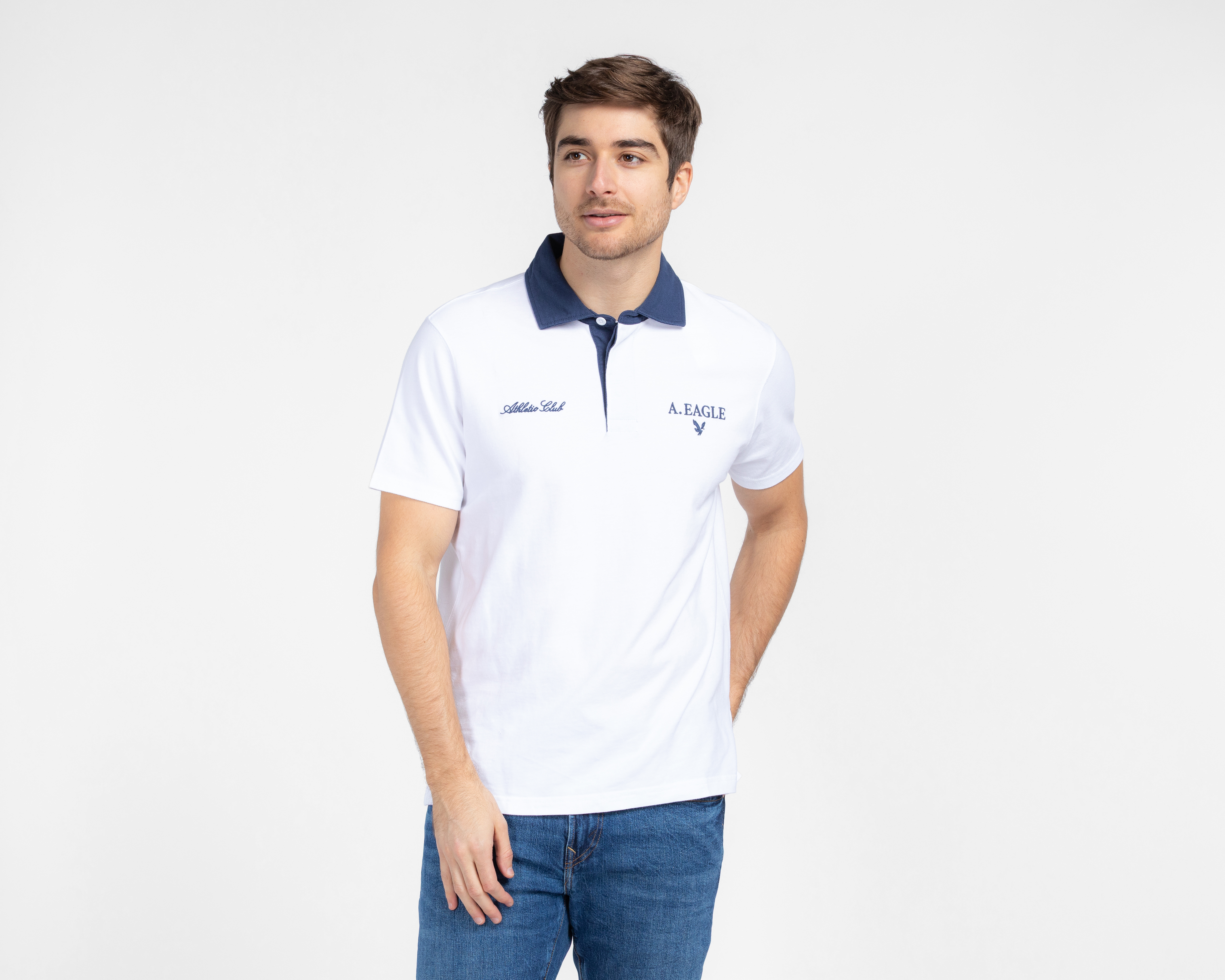 Foto 1 | Foto 1 | Playera Polo American Eagle Blanca para Hombre