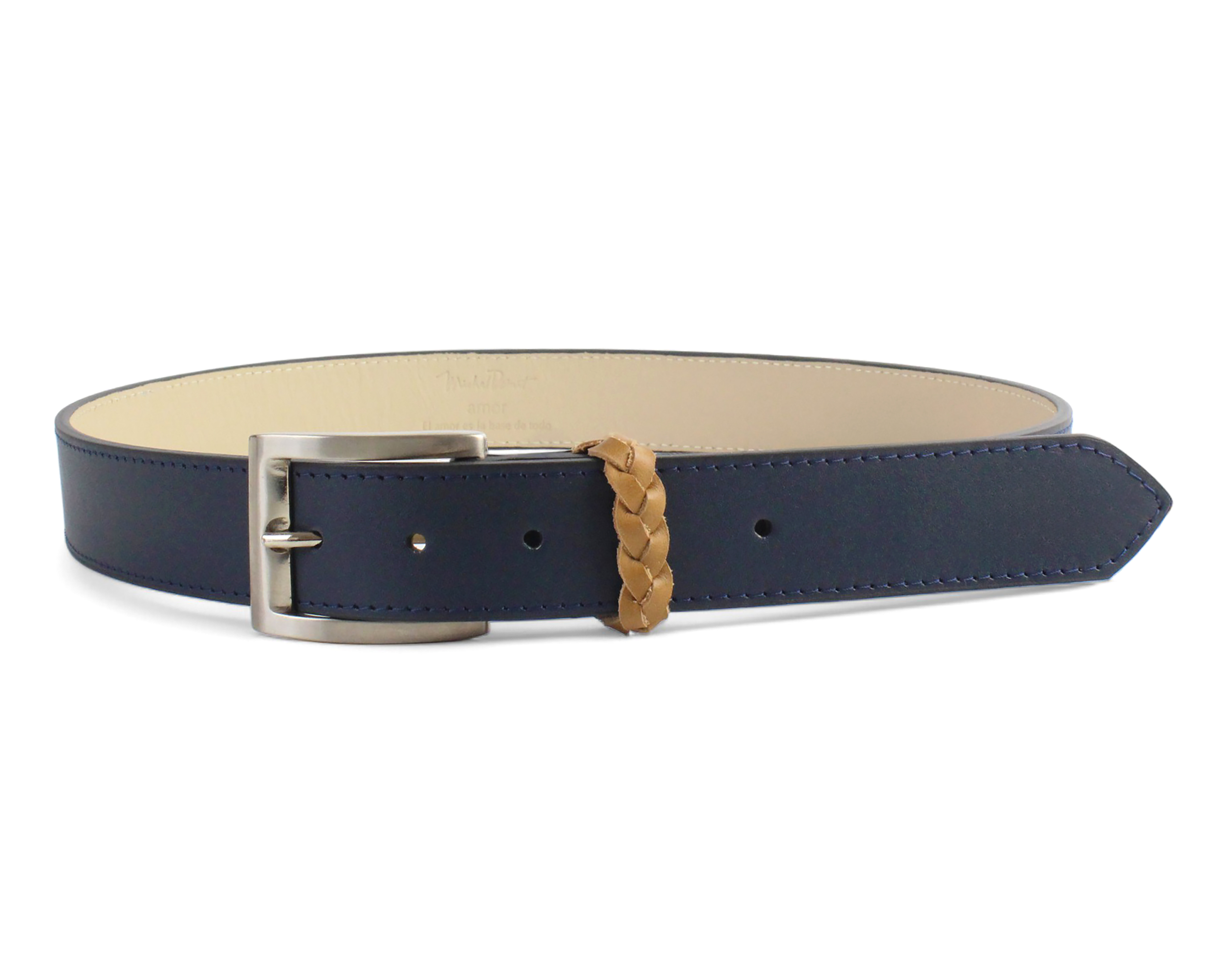 Foto 2 | Foto 2 | Cinturón de Piel para Hombre Michel Domit Azul Marino