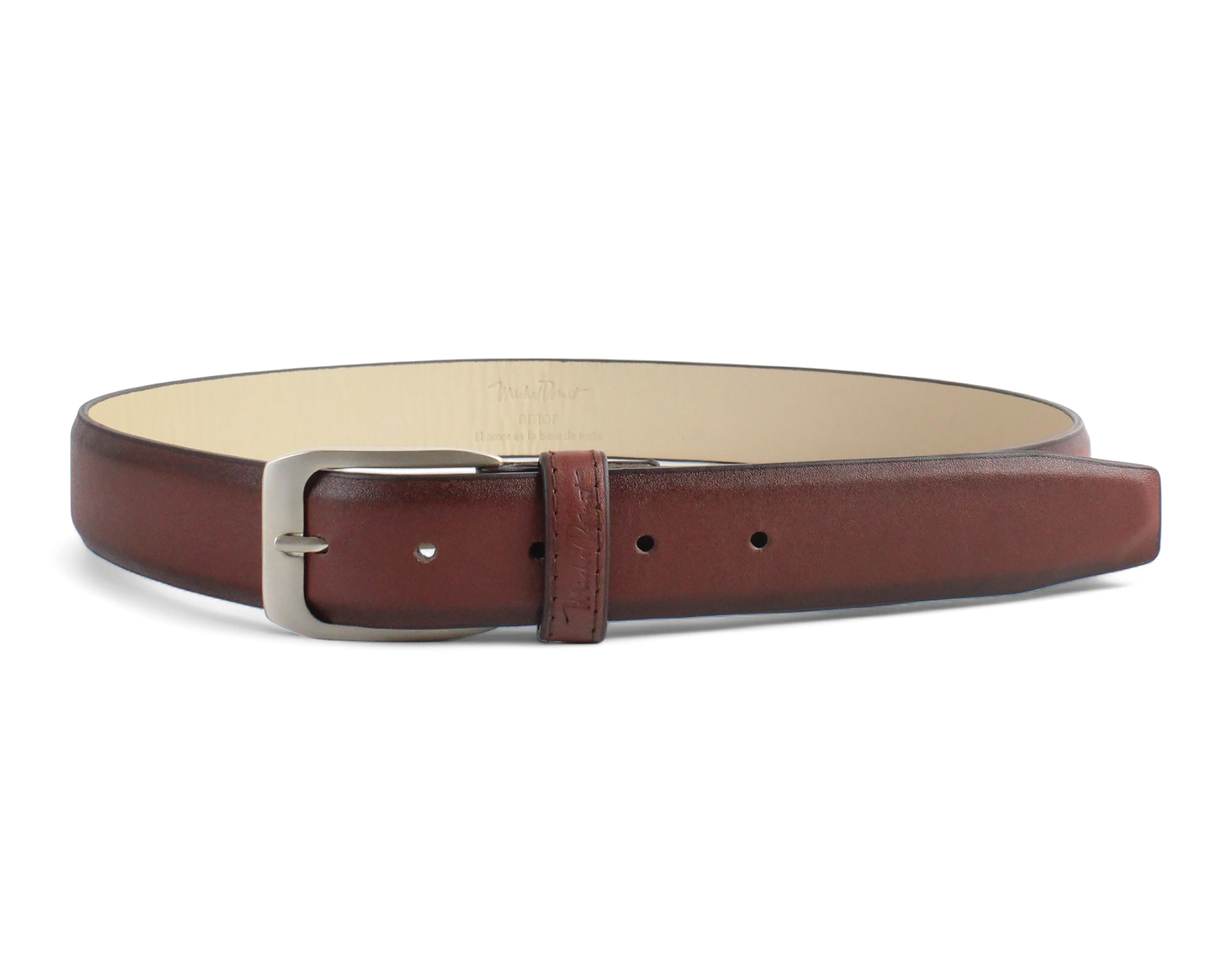 Foto 3 pulgar | Foto 2 | Cinturón de Piel para Hombre Michel Domit Tabaco