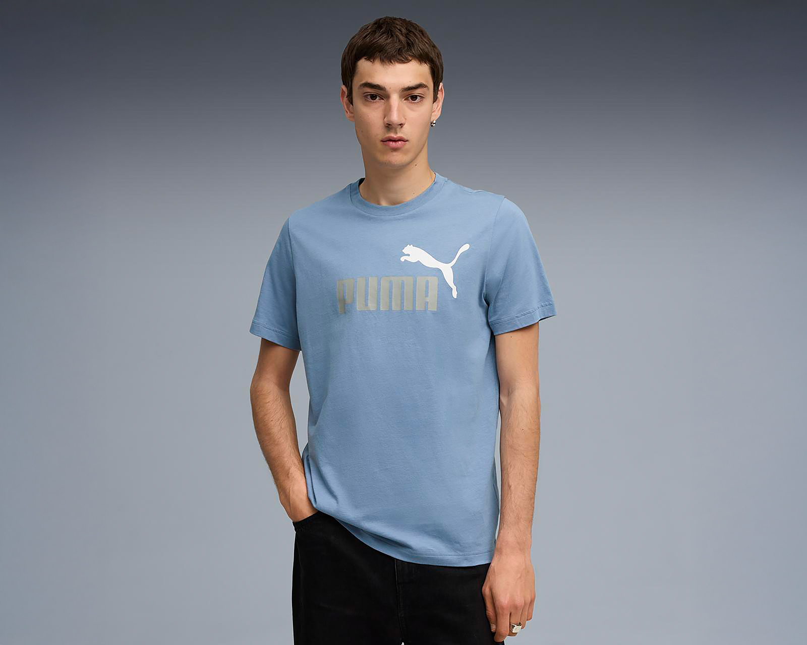 Foto 2 pulgar | Foto 1 | Playera de Cuello Redondo Azul Puma para Hombre