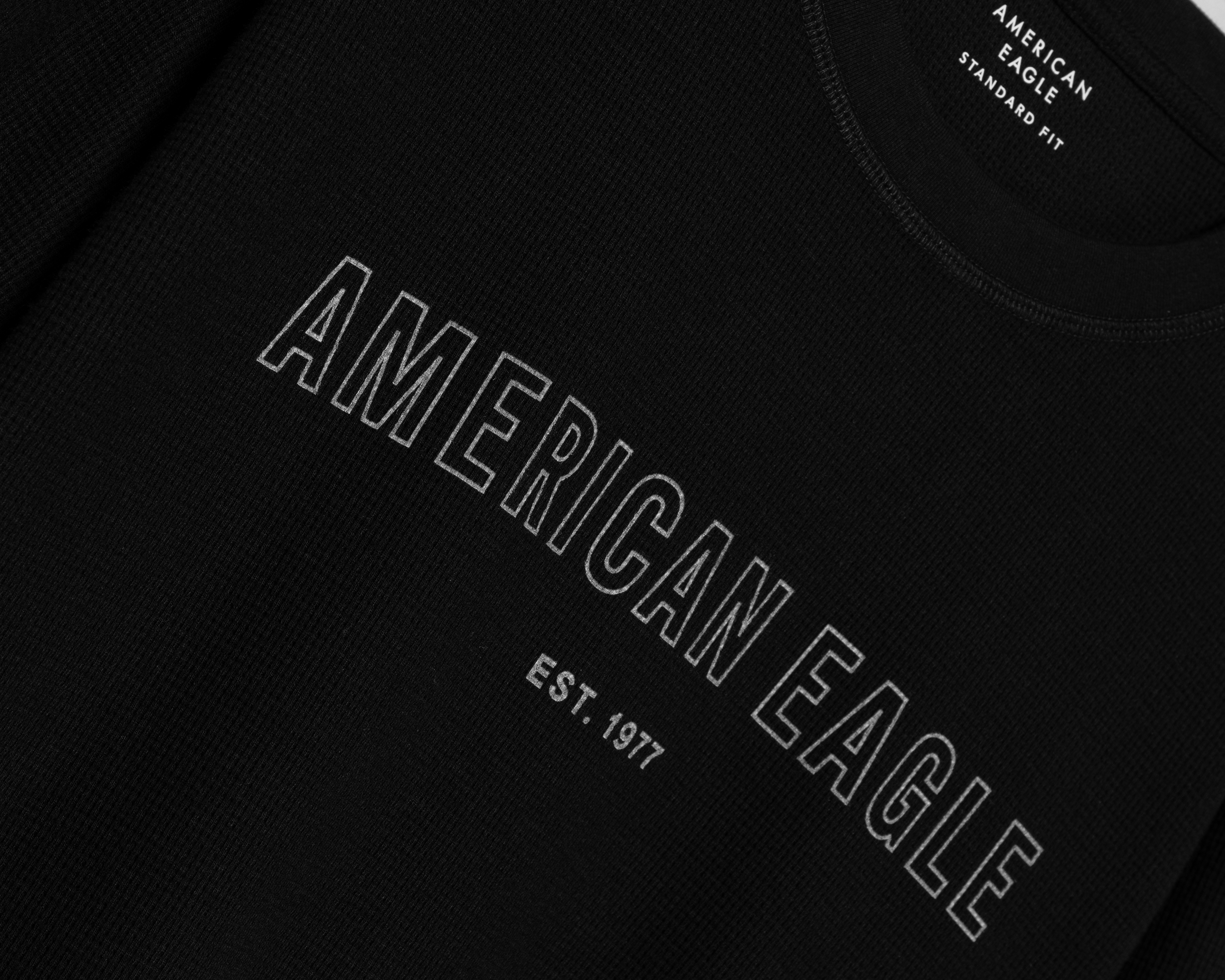 Foto 4 pulgar | Foto 3 | Playera Manga Larga Cuello Redondo Negra American Eagle para Hombre