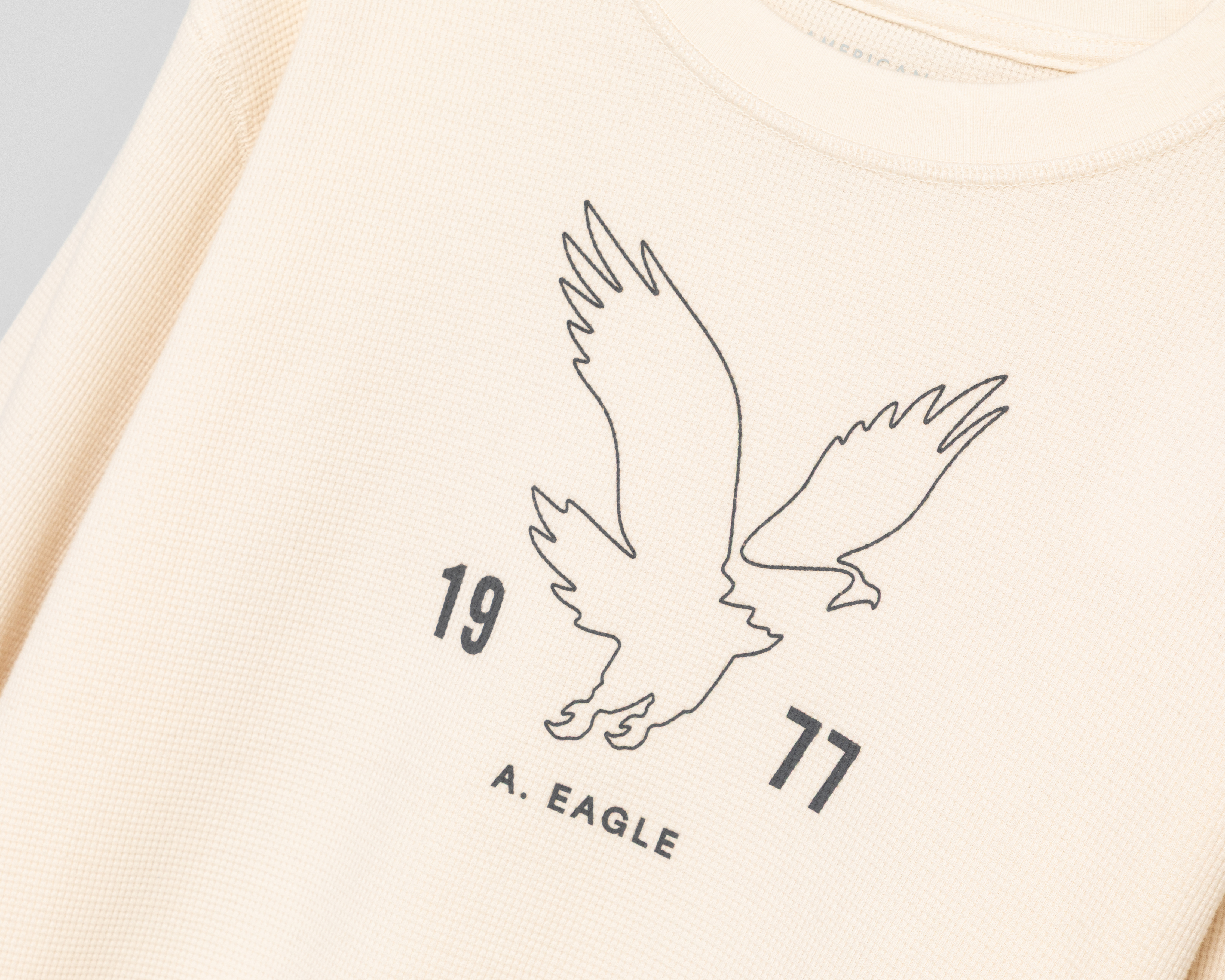 Foto 4 pulgar | Foto 3 | Playera Manga Larga Cuello Redondo Crema American Eagle para Hombre