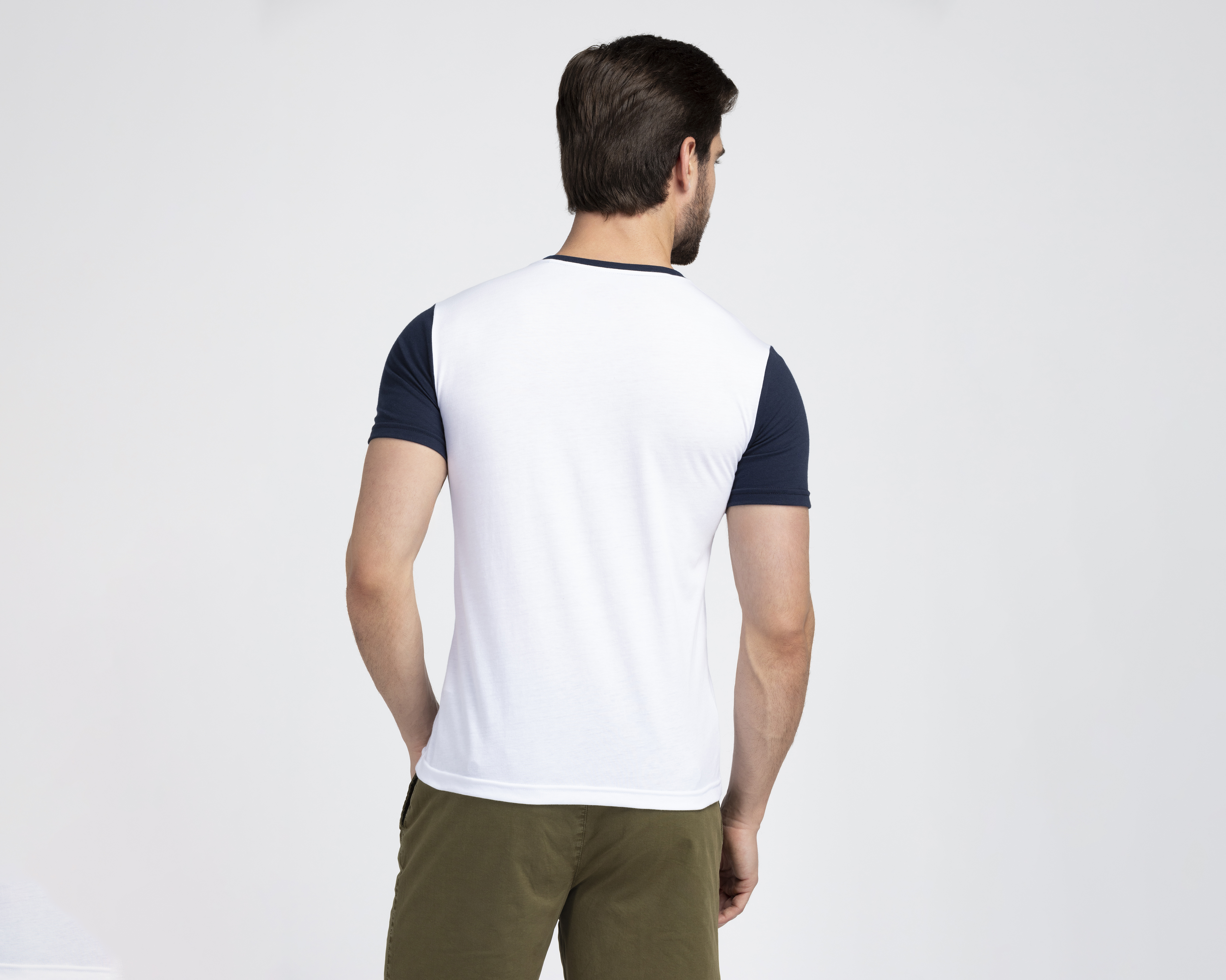 Foto 4 pulgar | Foto 3 | Playera de Cuello Redondo Blanco y Azul Refill para Hombre