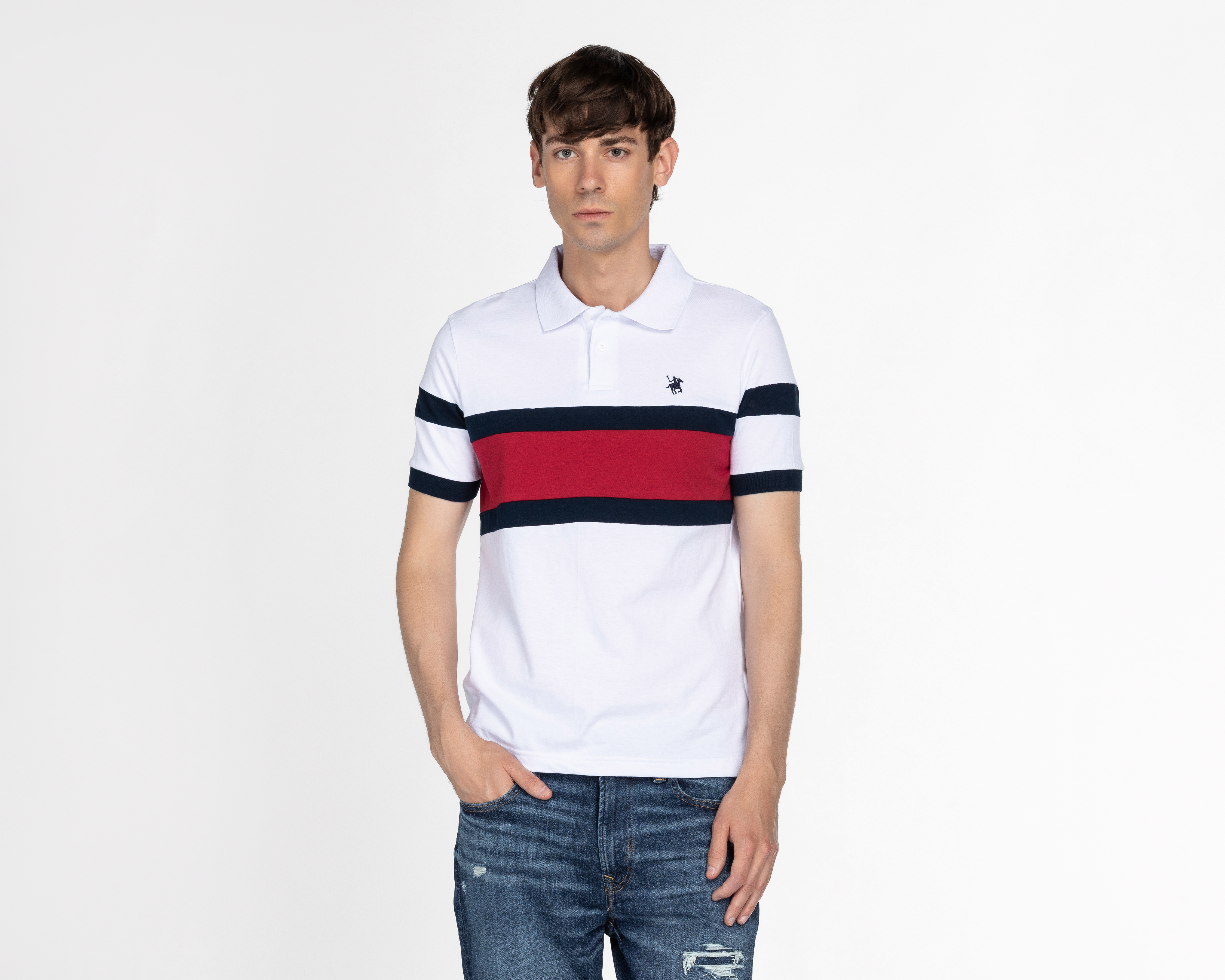 Foto 2 pulgar | Foto 1 | Playera Polo York Team Polo Club Blanca para Hombre