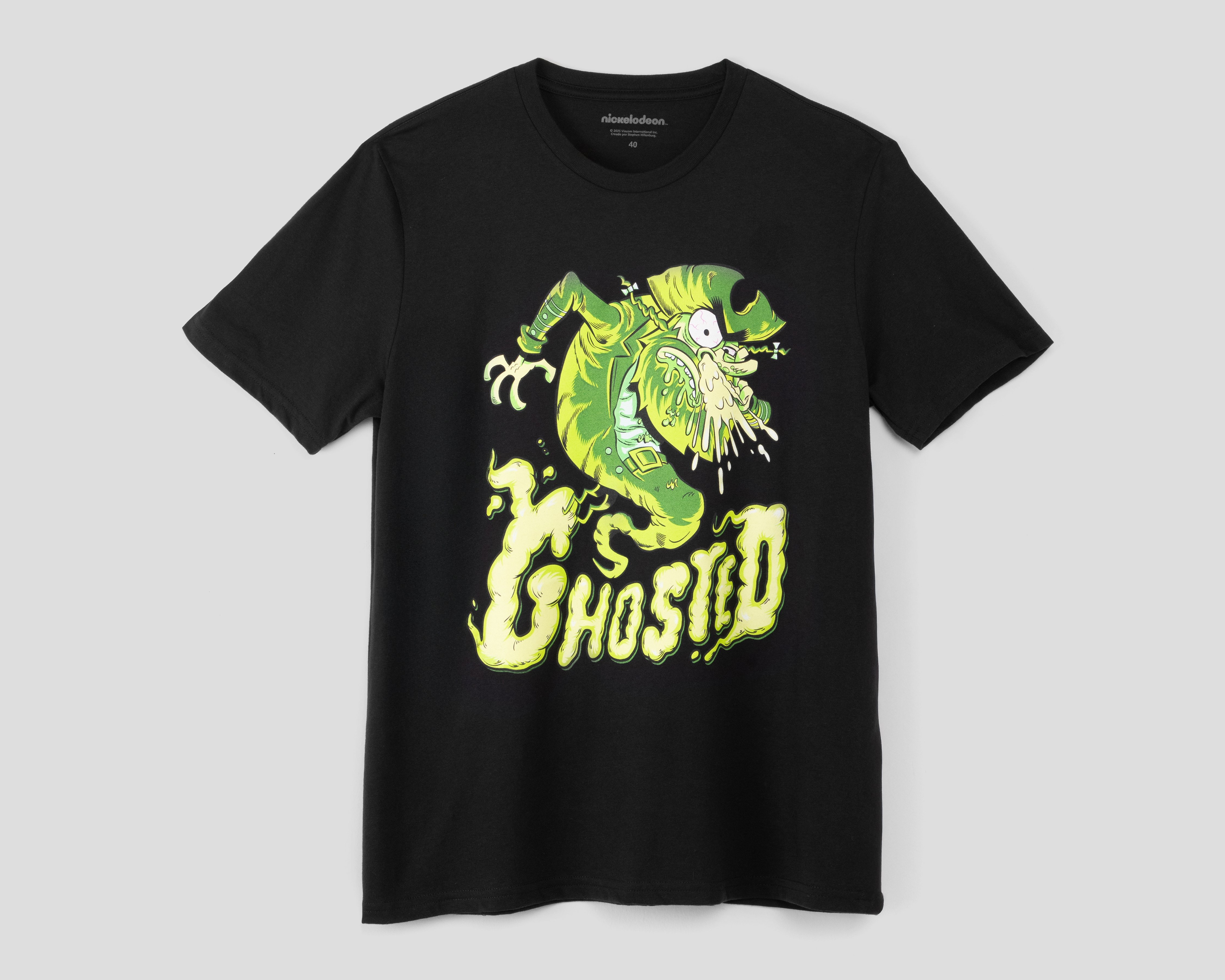 Playera de Cuello Redondo Negra Bob Esponja para Hombre