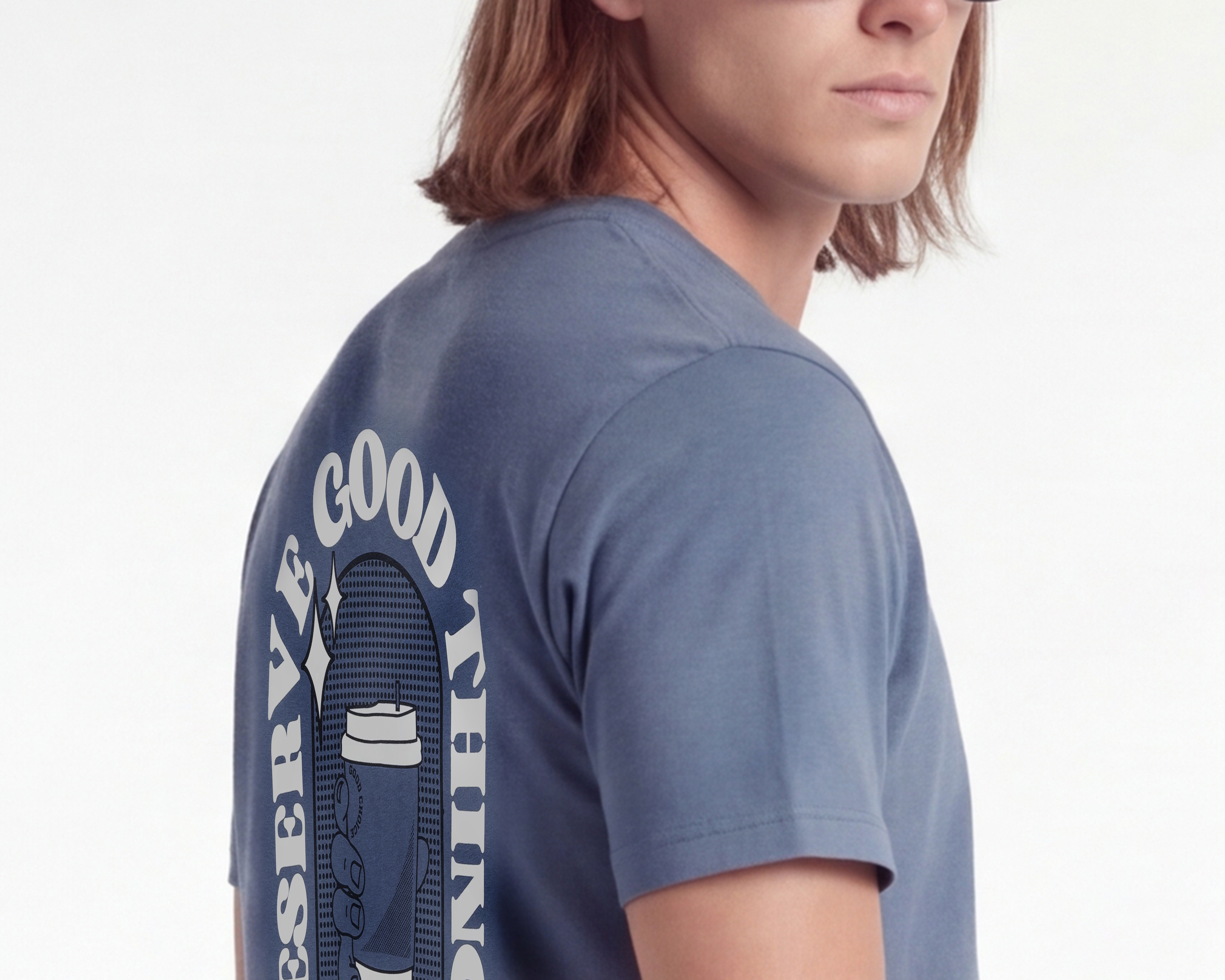 Foto 5 | Foto 5 | Playera de Cuello Redondo Azul Refill para Hombre