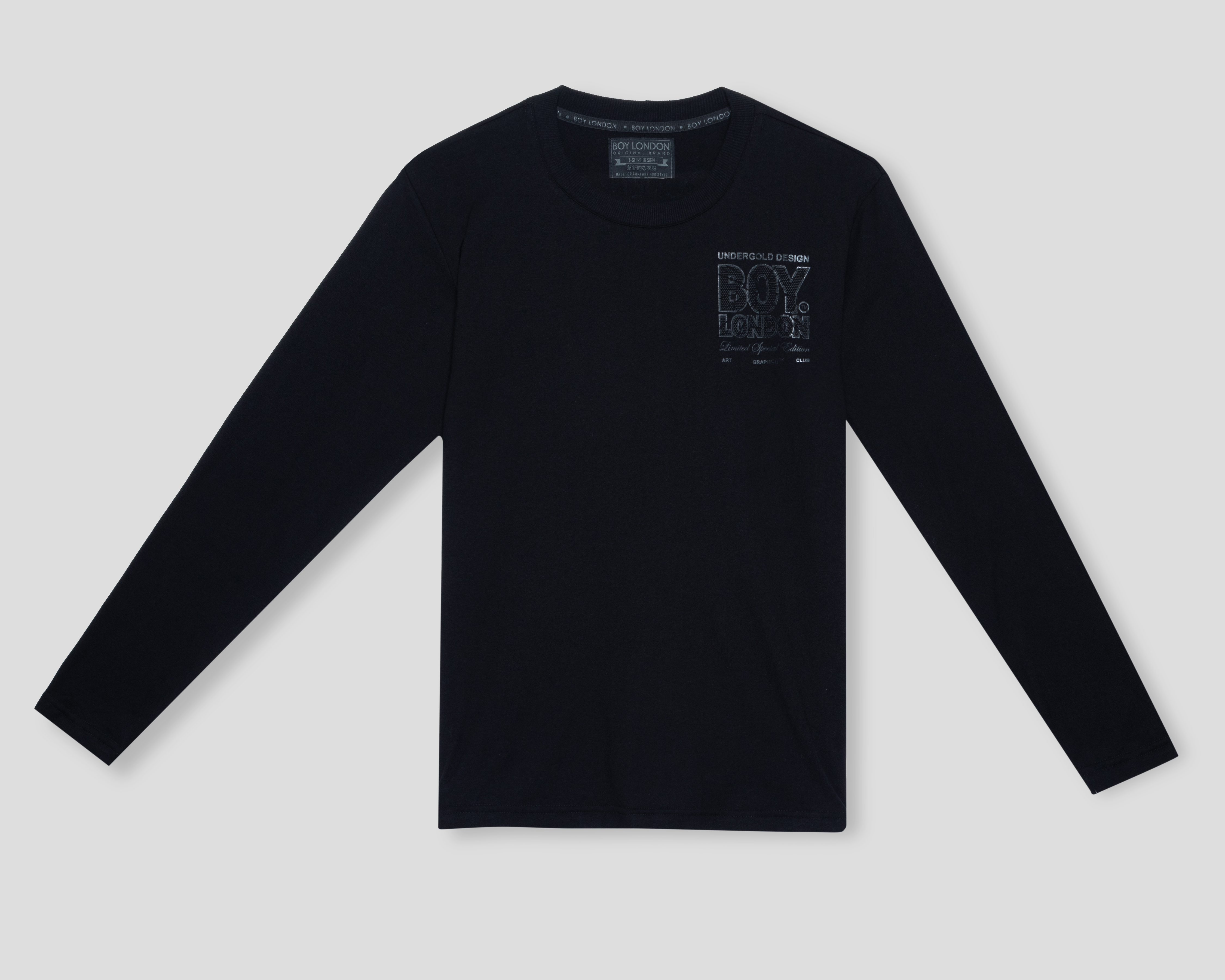 Playera de Cuello Redondo Negra Boy London para Hombre