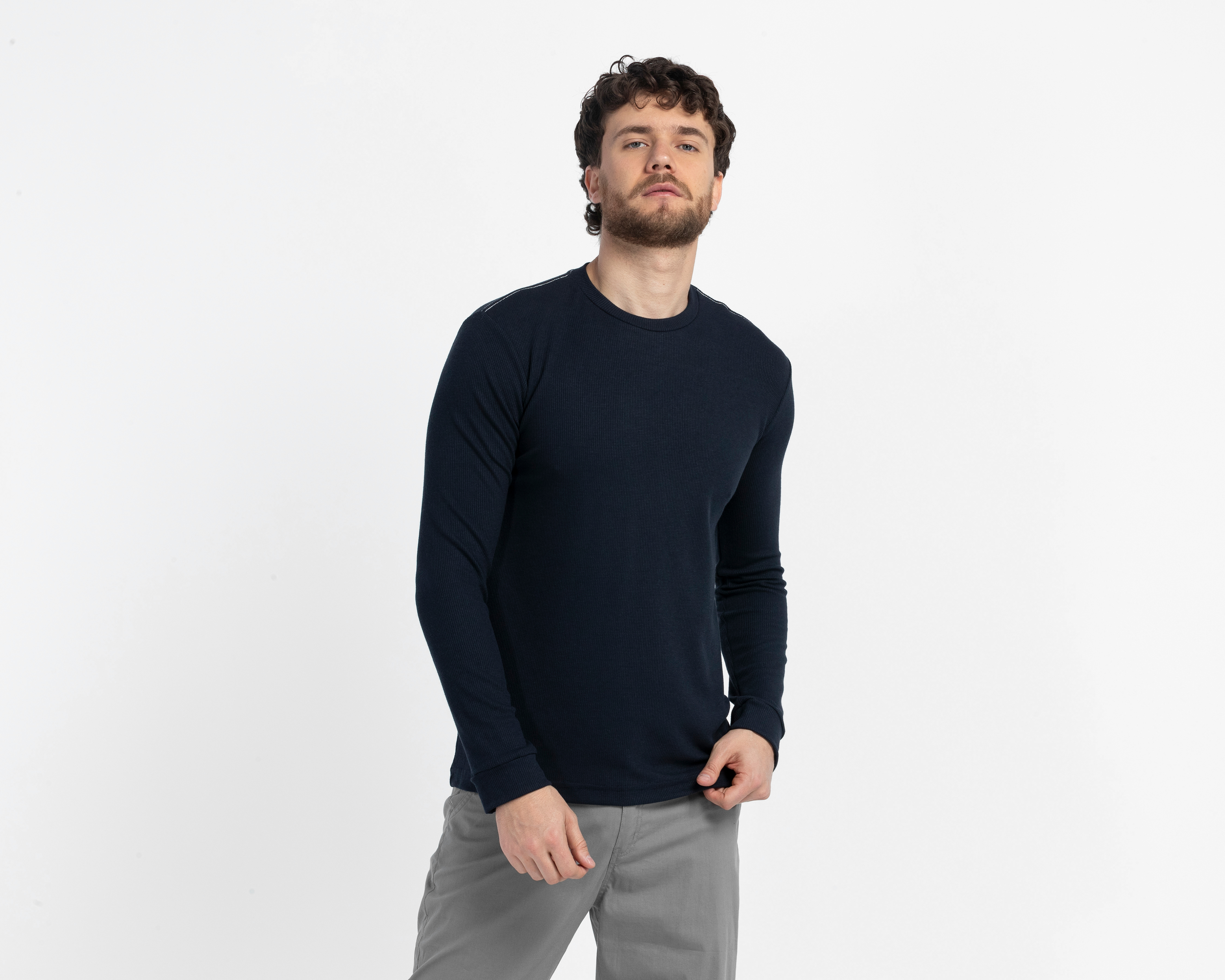 Playera Manga Larga Azul Refill para Hombre