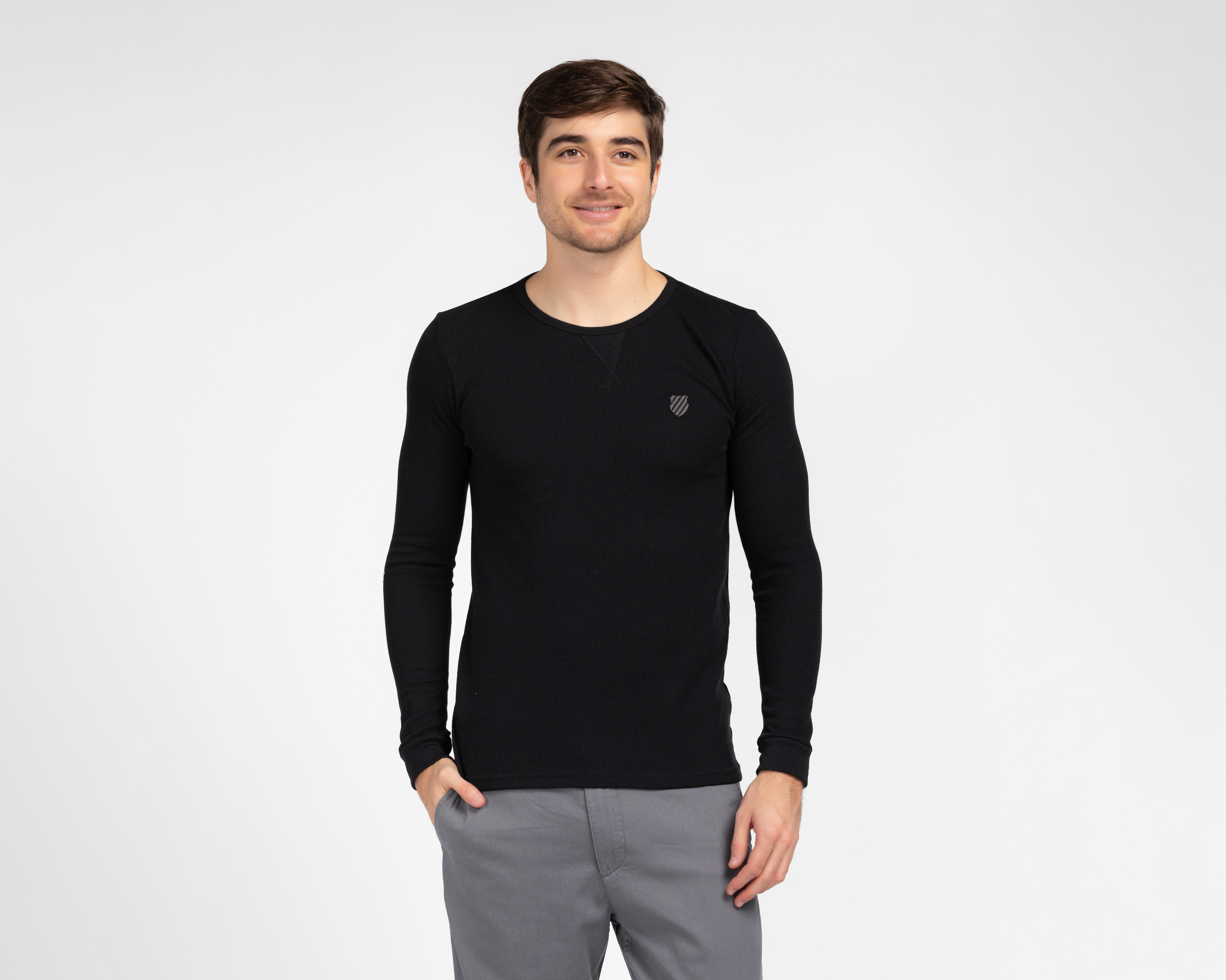 Playera Manga Larga Negra K-Swiss para Hombre