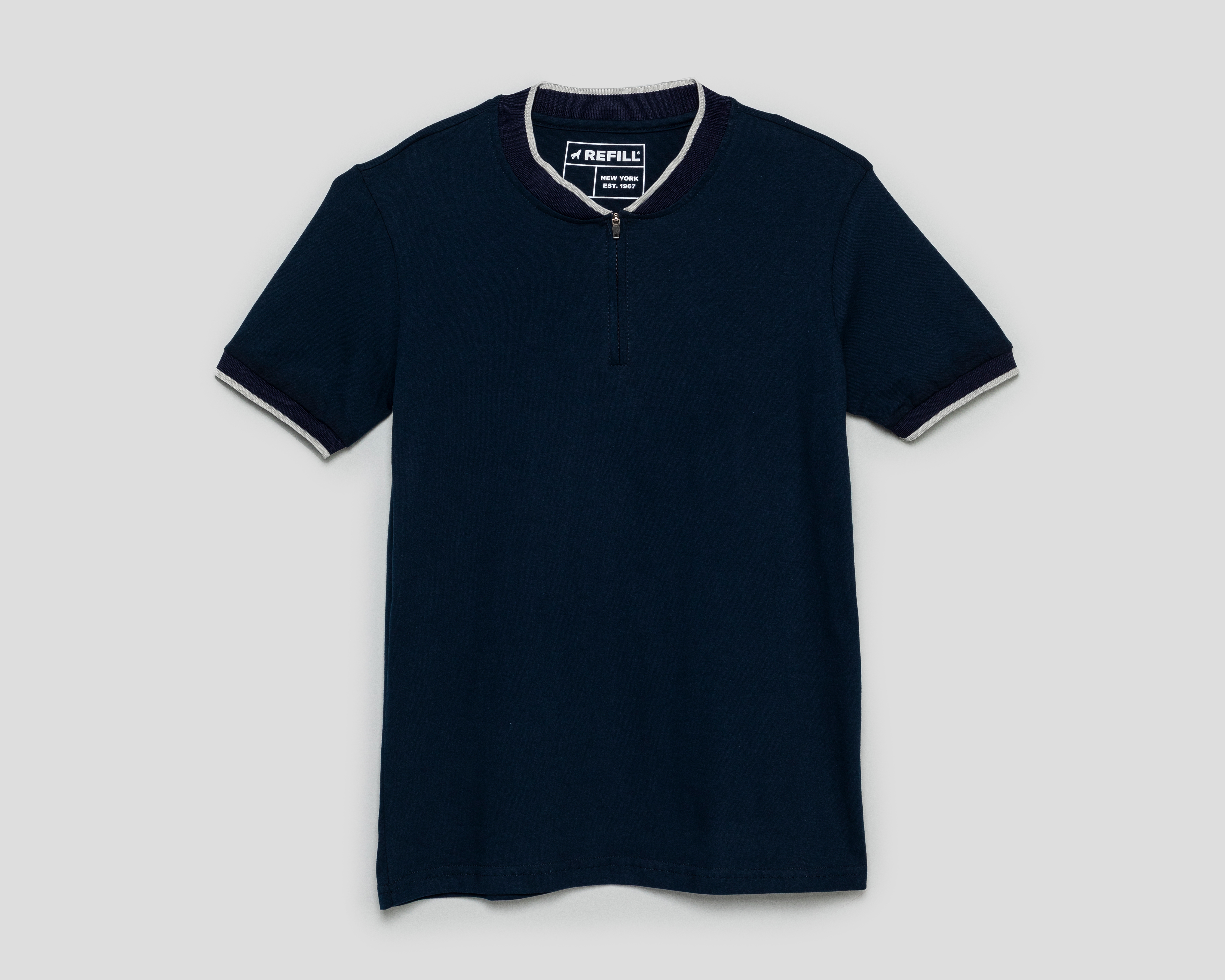 Foto 2 pulgar | Foto 1 | Playera de Cuello Henley Azul Refill para Hombre