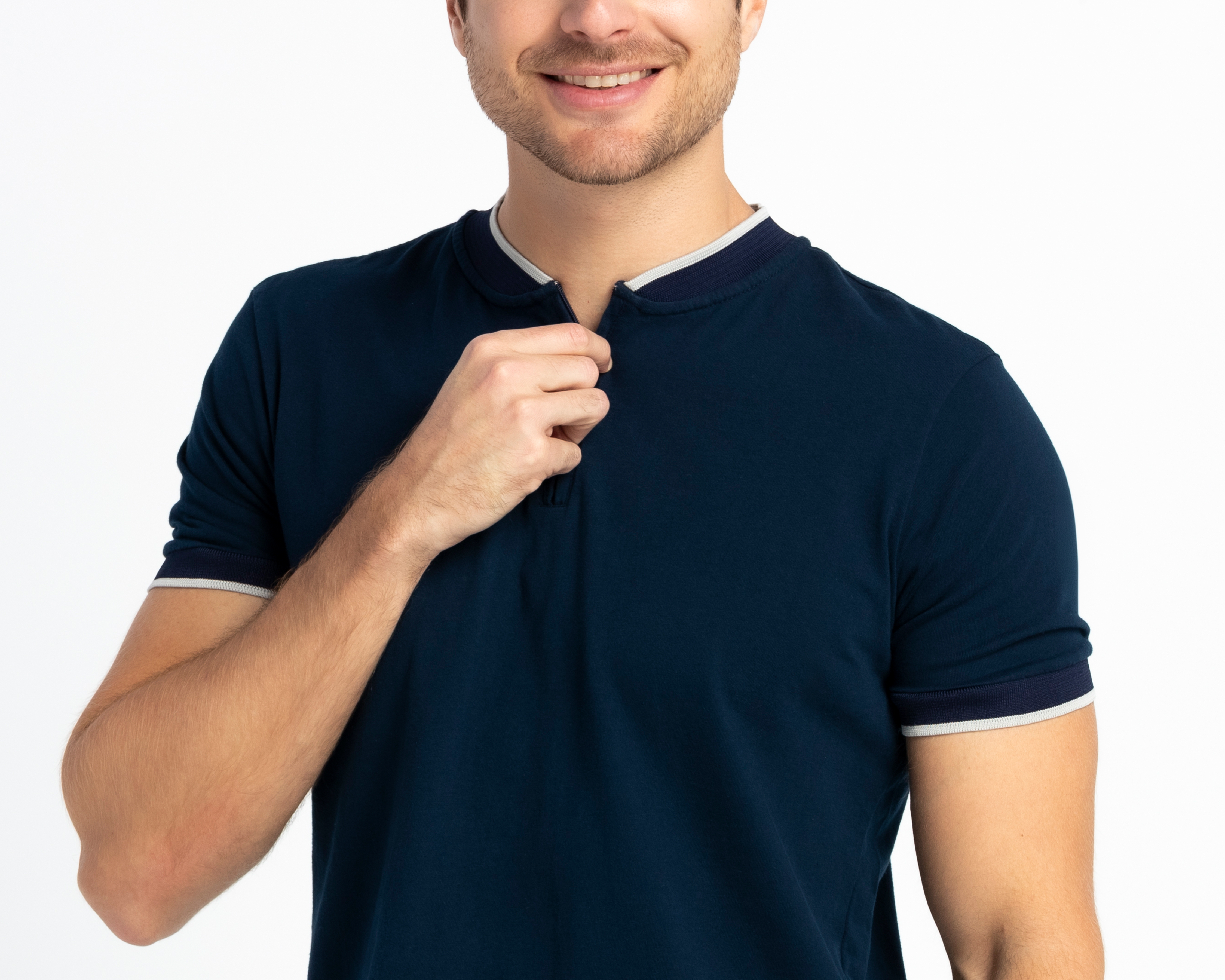 Foto 5 pulgar | Foto 4 | Playera de Cuello Henley Azul Refill para Hombre