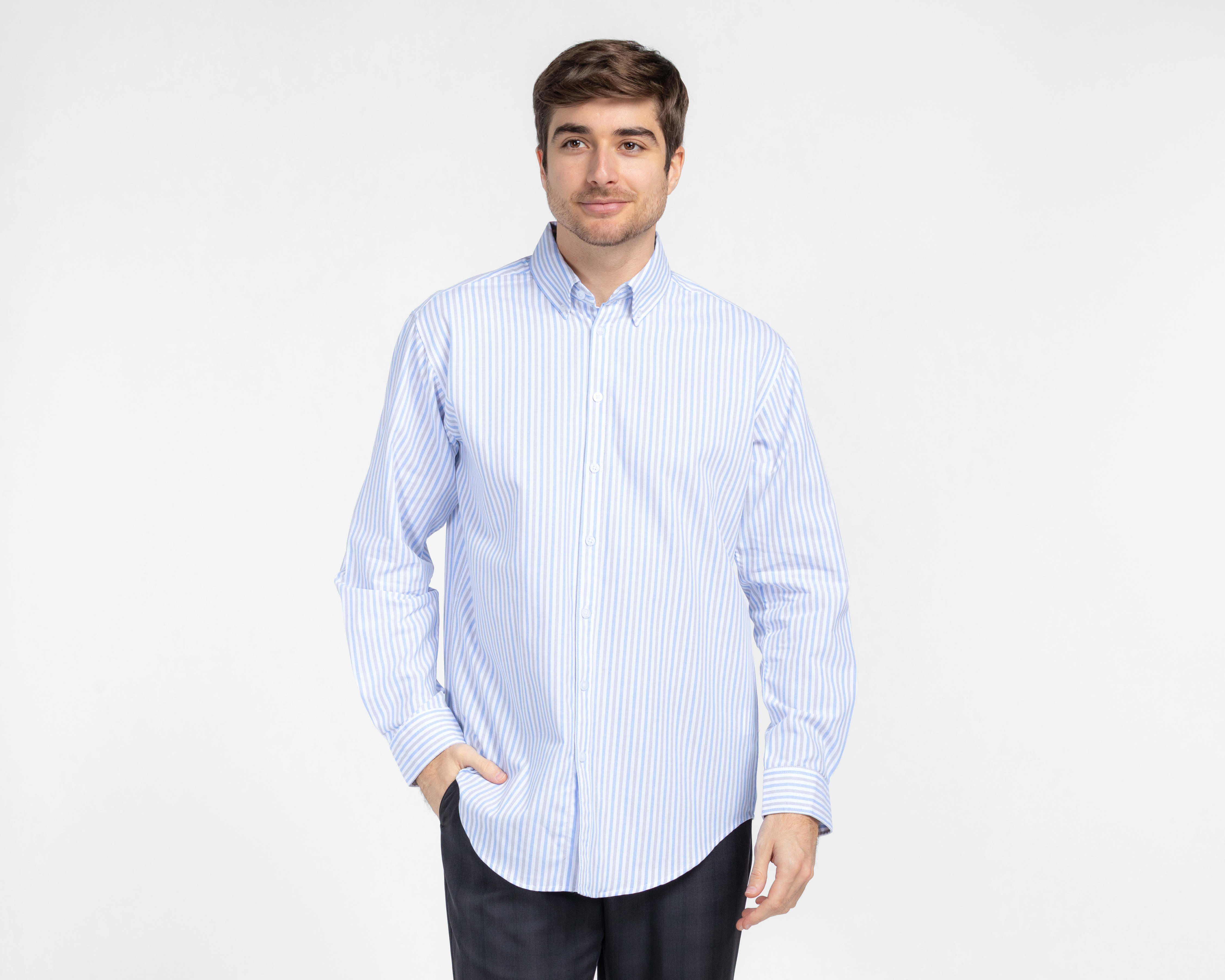 Foto 2 pulgar | Foto 1 | Camisa de Vestir Porto Sur Manga Larga Cuello Americano para Hombre