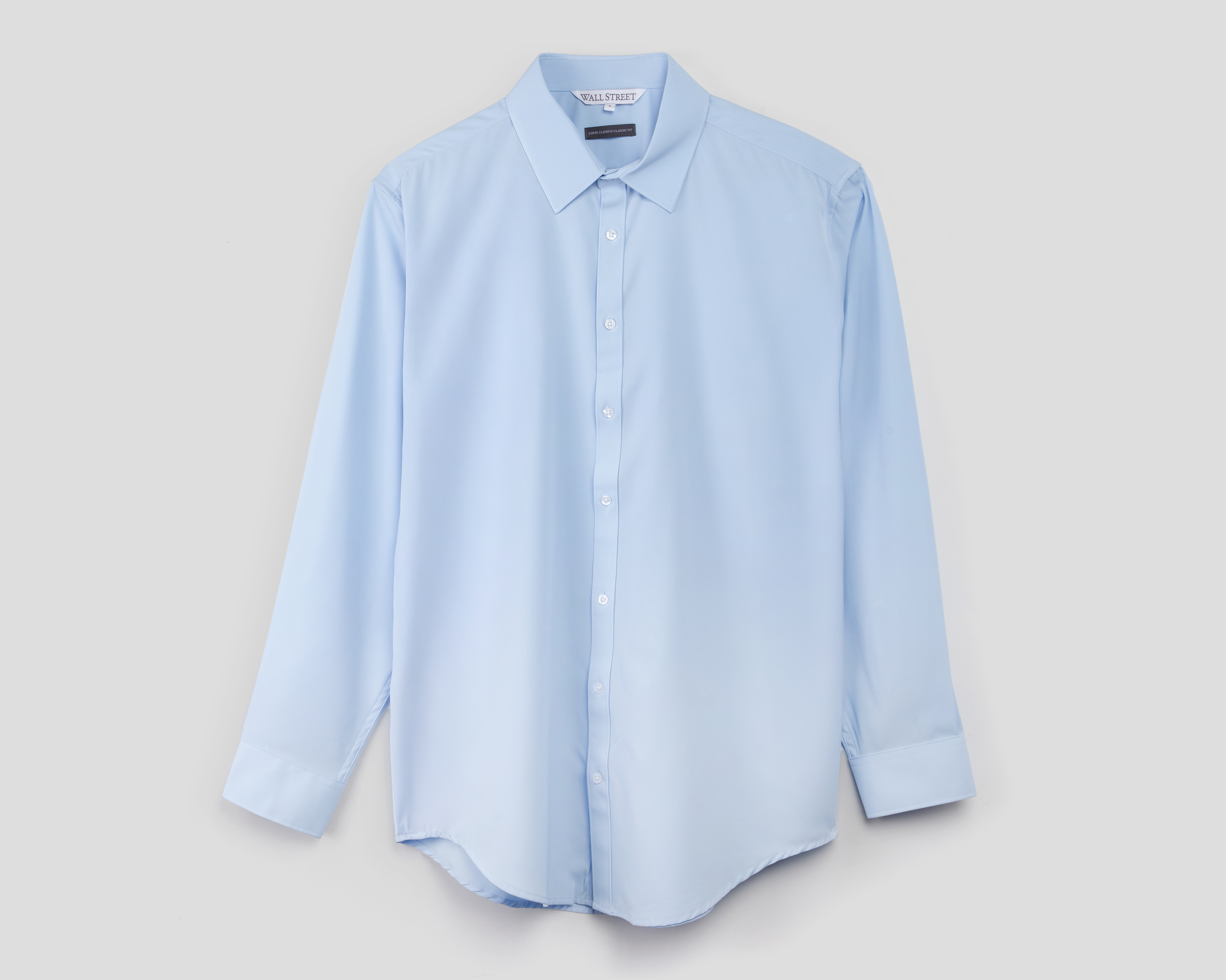 Camisa de Vestir Wall Street Maga Larga Cuello Americano para Hombre