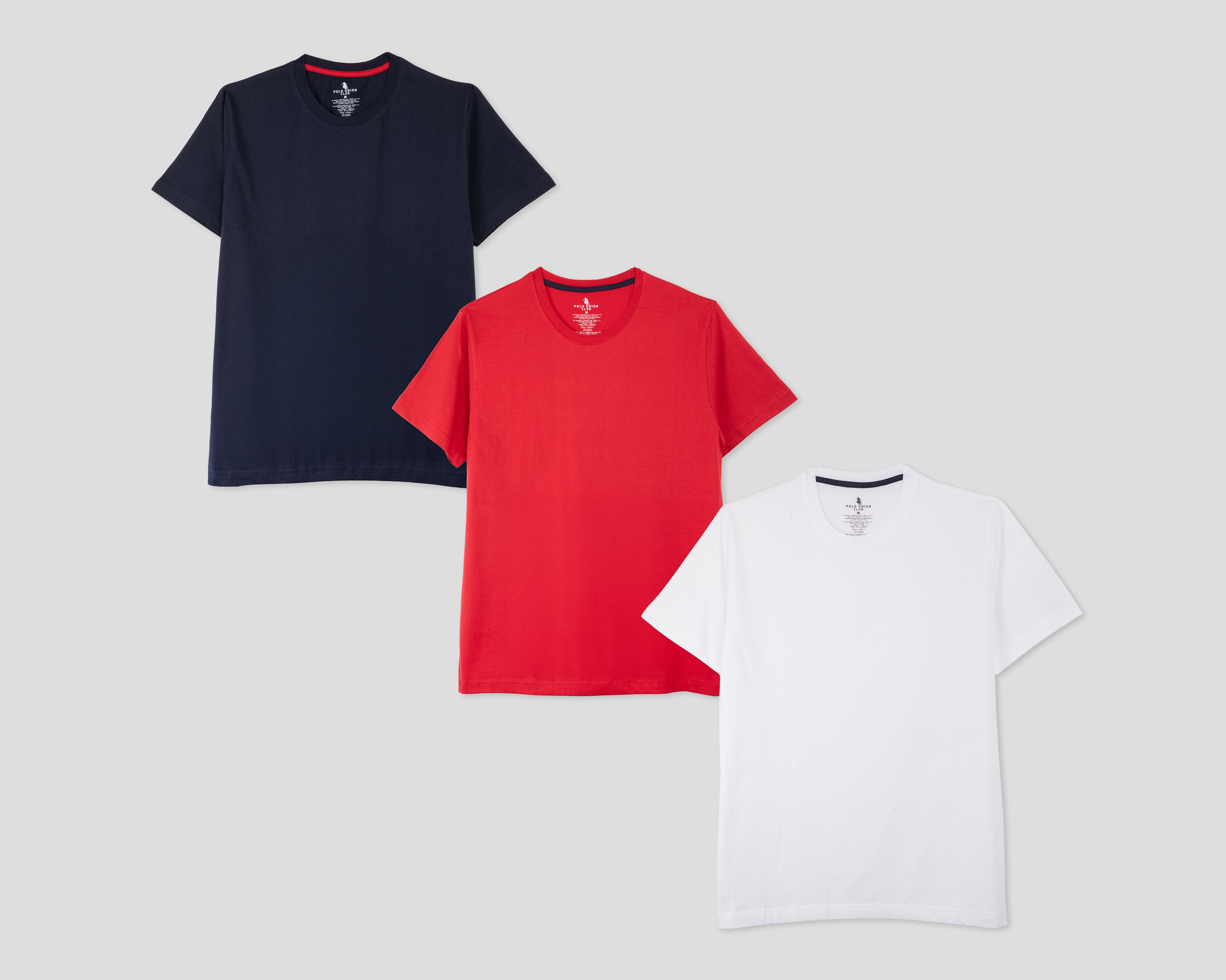 Playera Interior Manga Corta Polo Union Club para Hombre 3 Piezas