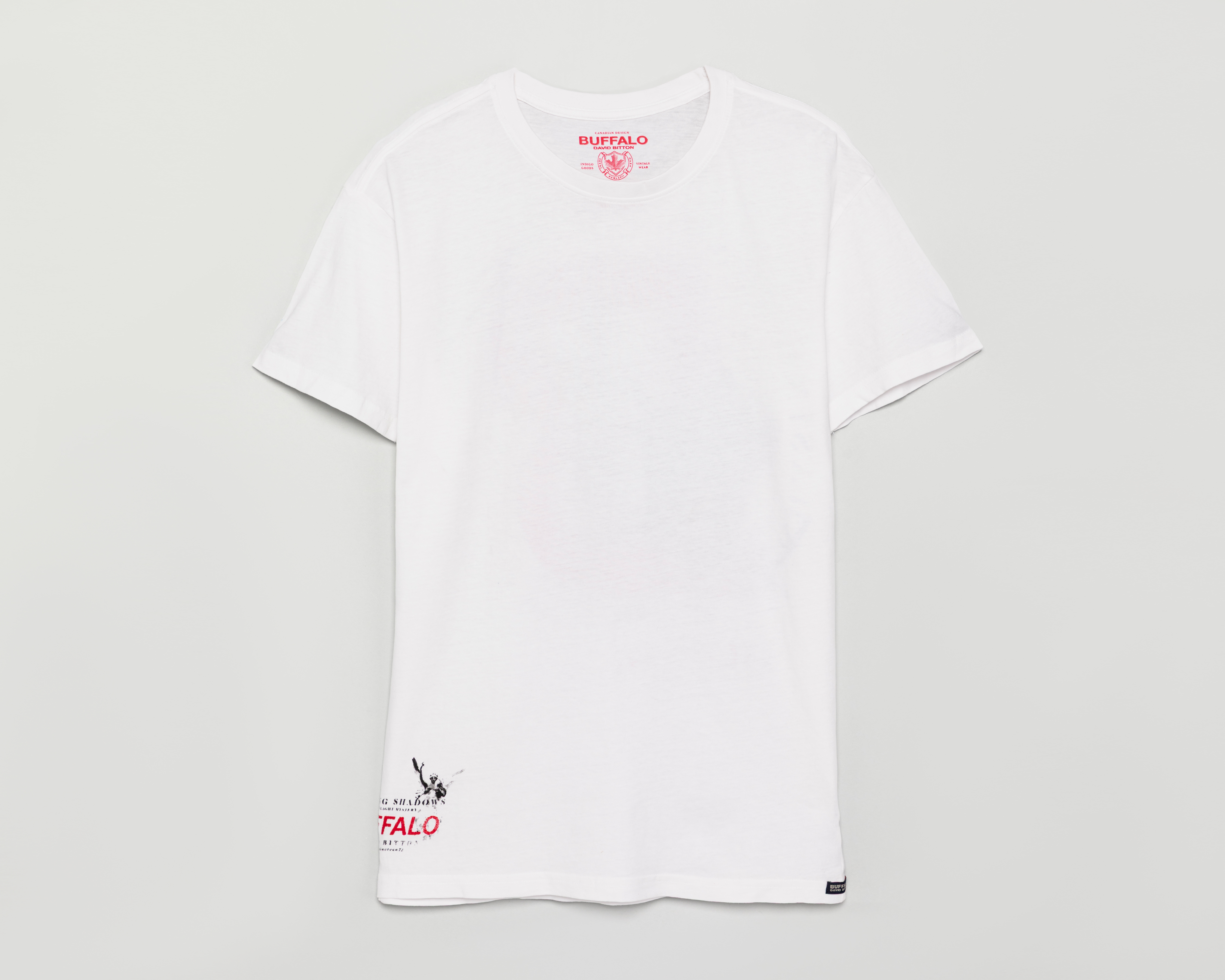 Playera de Cuello Redondo Blanca Bufalo David Bitton para Hombre