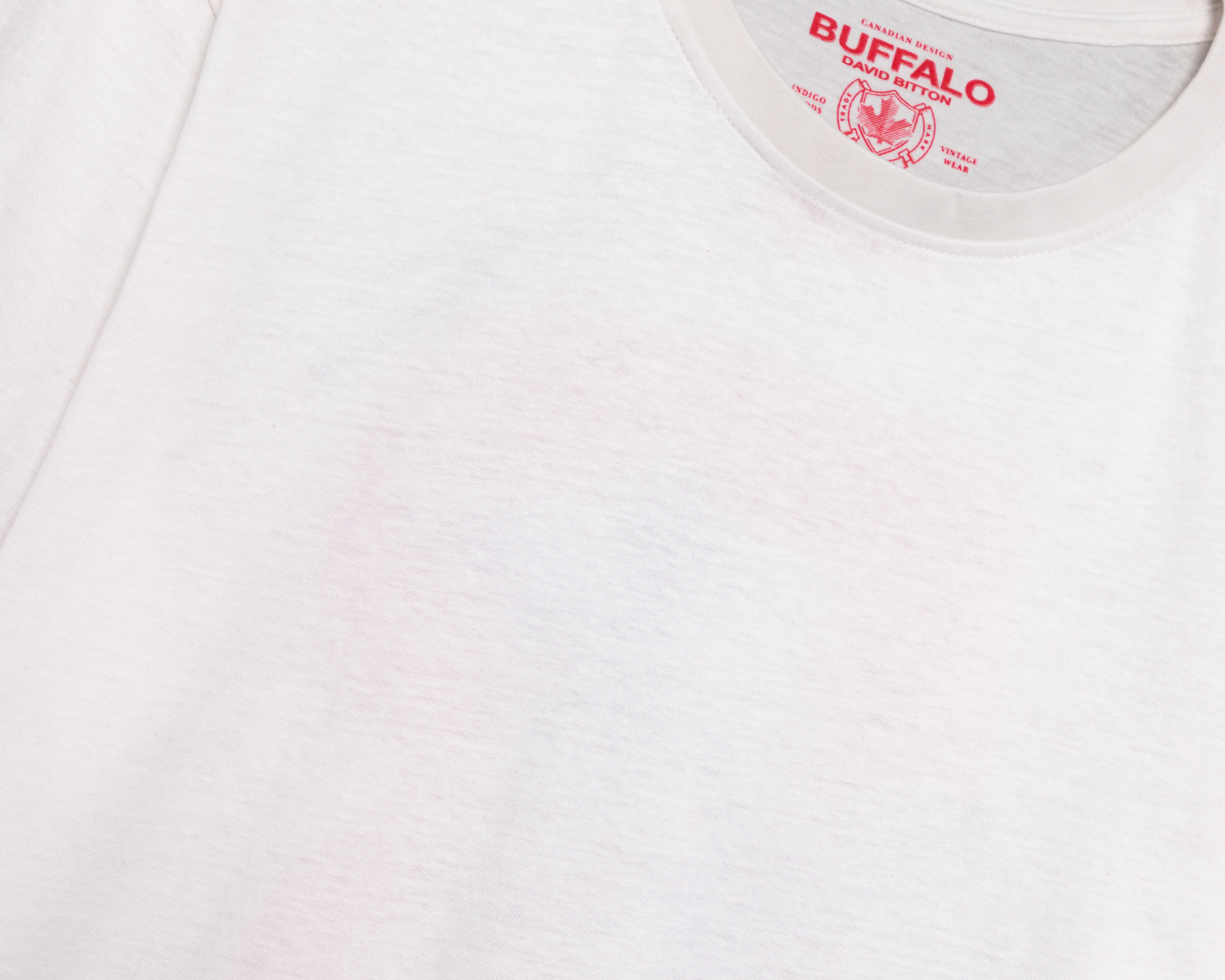 Foto 4 pulgar | Foto 3 | Playera de Cuello Redondo Blanca Bufalo David Bitton para Hombre