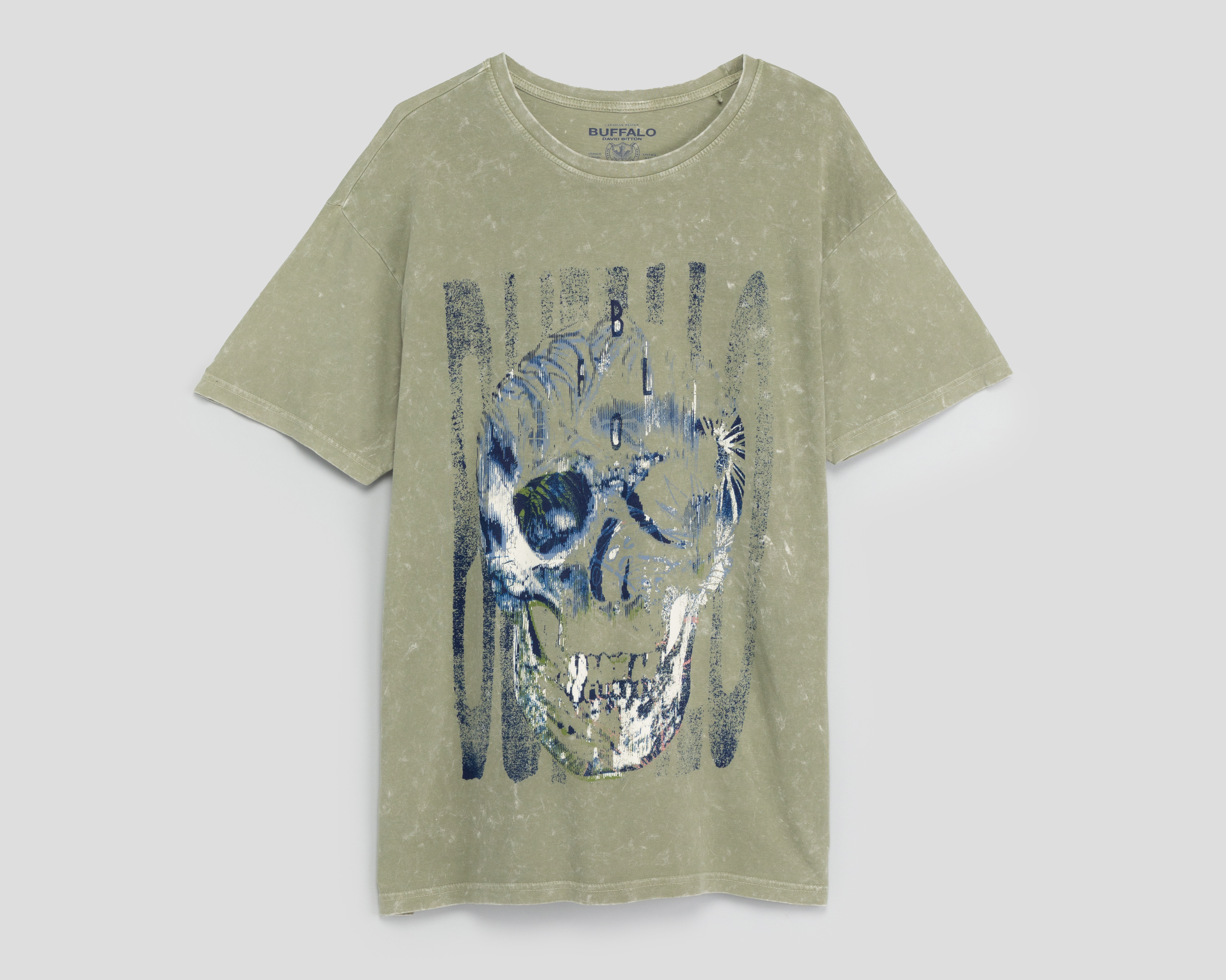Playera de Cuello Redondo Verde Buffalo David Bitton para Hombre