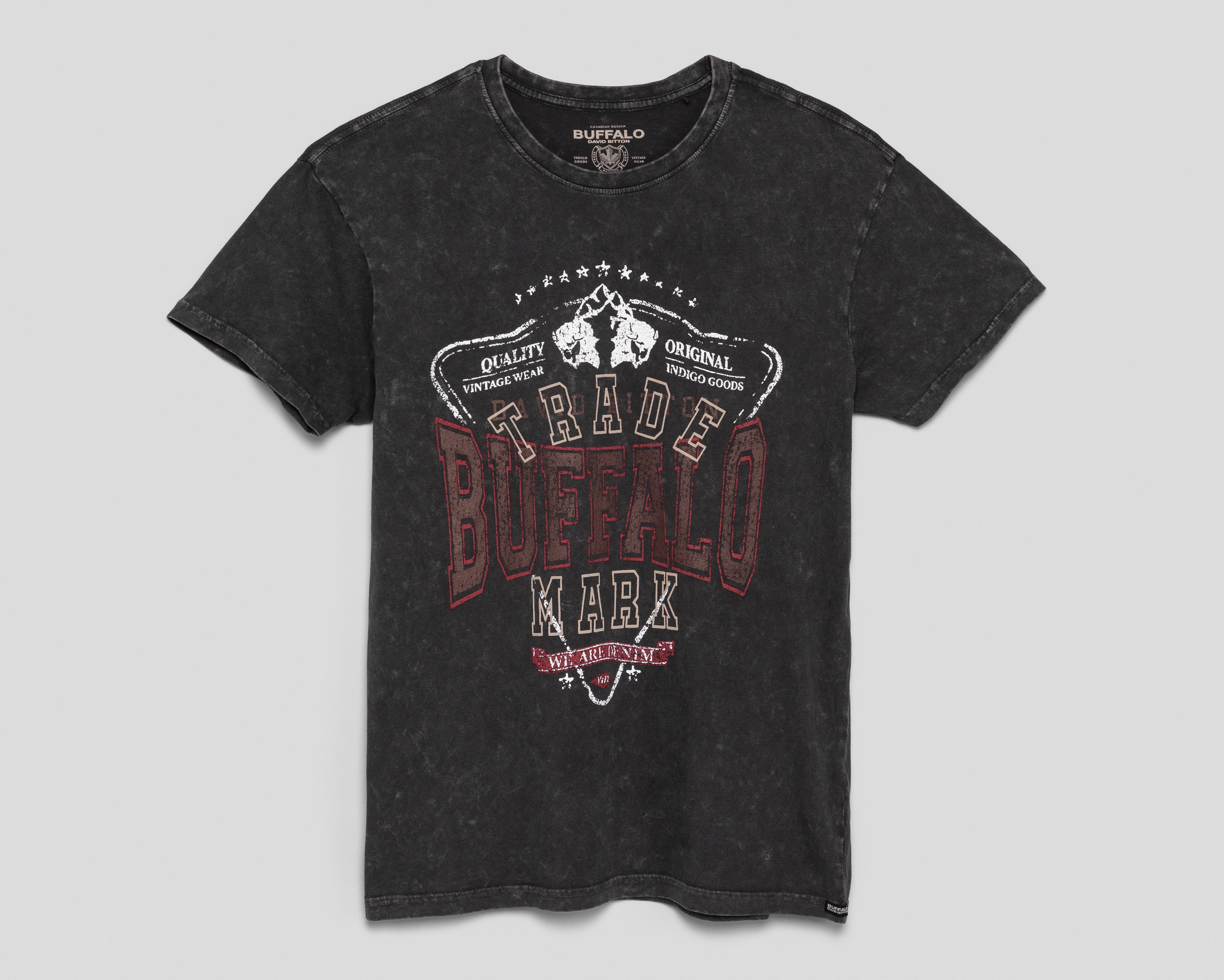 Playera de Cuello Redondo Gris Buffalo David Bitton para Hombre