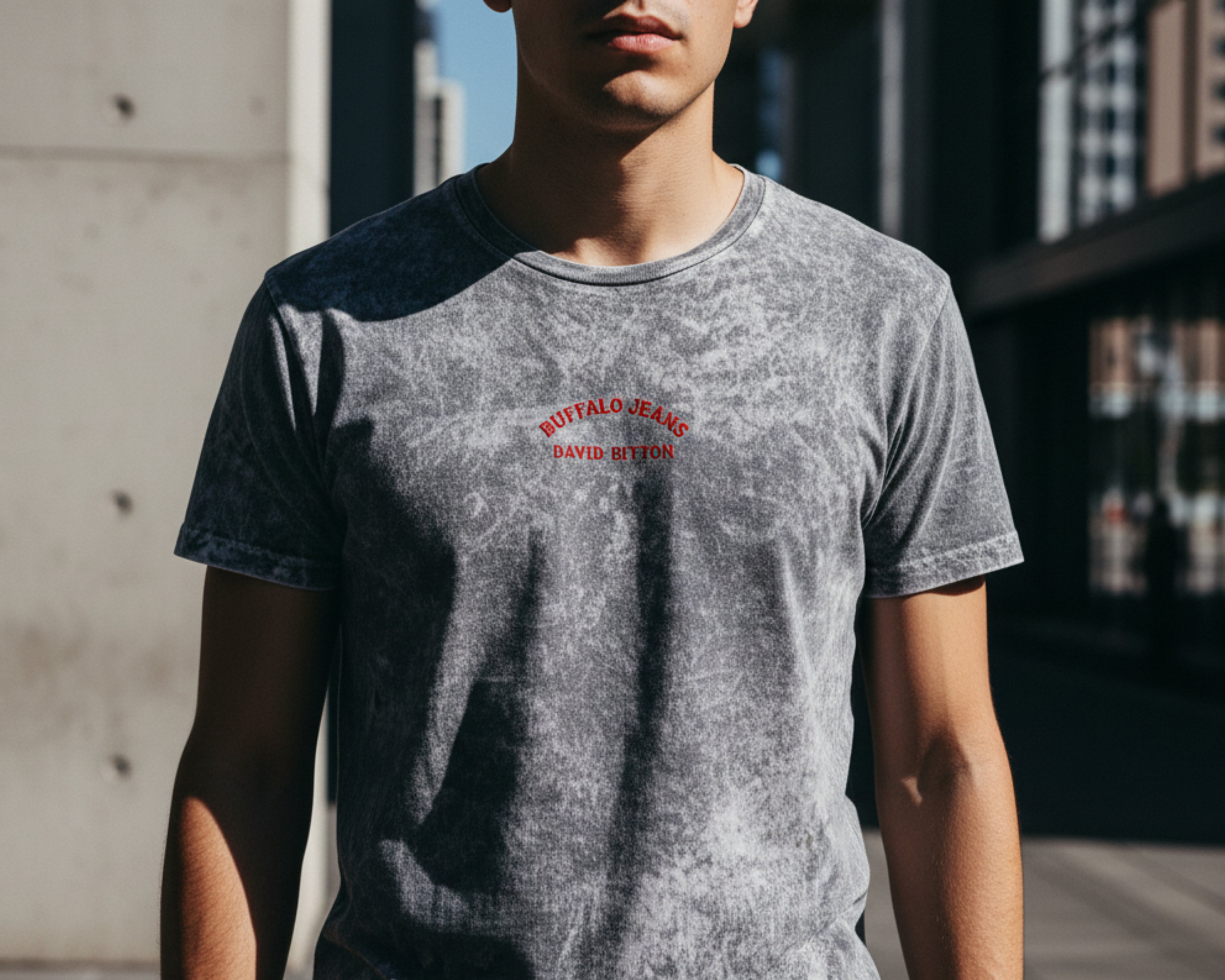 Foto 5 pulgar | Foto 4 | Playera de Cuello Redondo Gris Buffalo David Bitton para Hombre