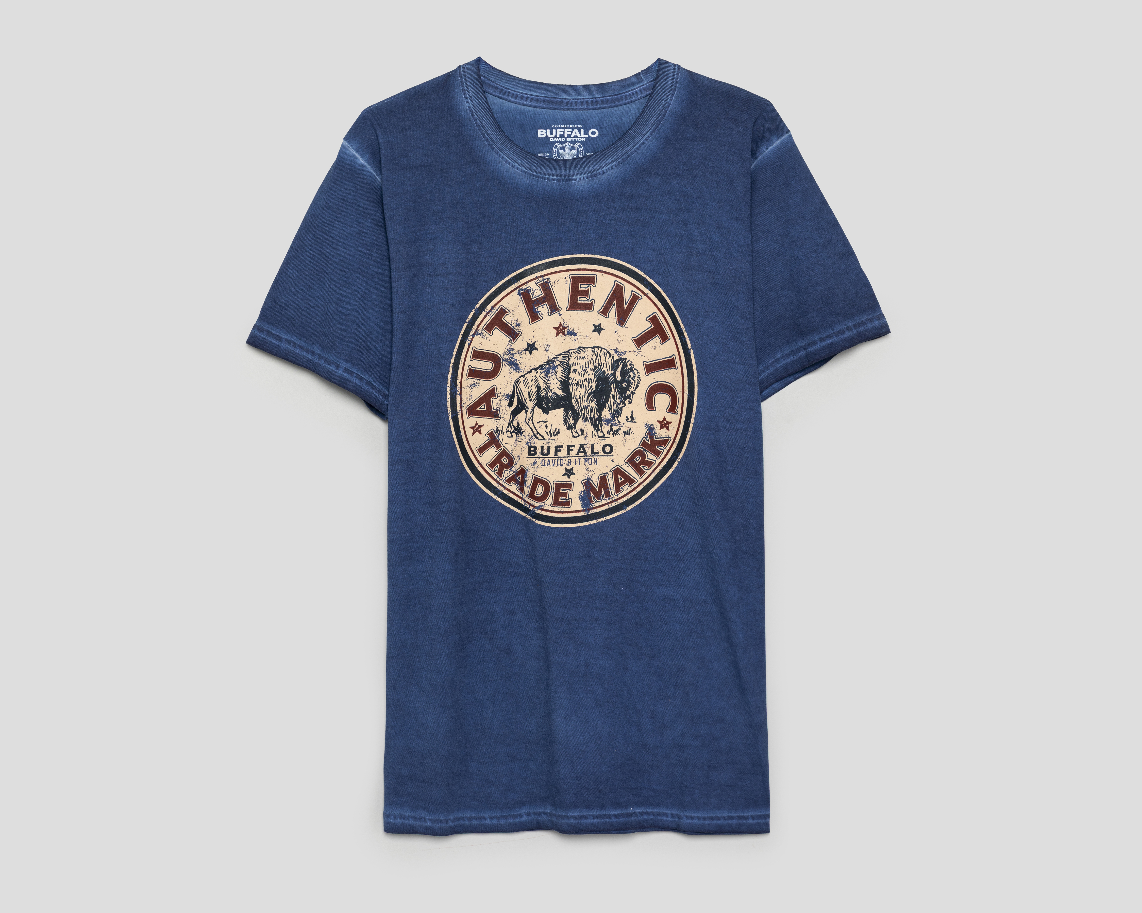 Foto 1 | Foto 1 | Playera de Cuello Redondo Azul Buffalo David Bitton para Hombre