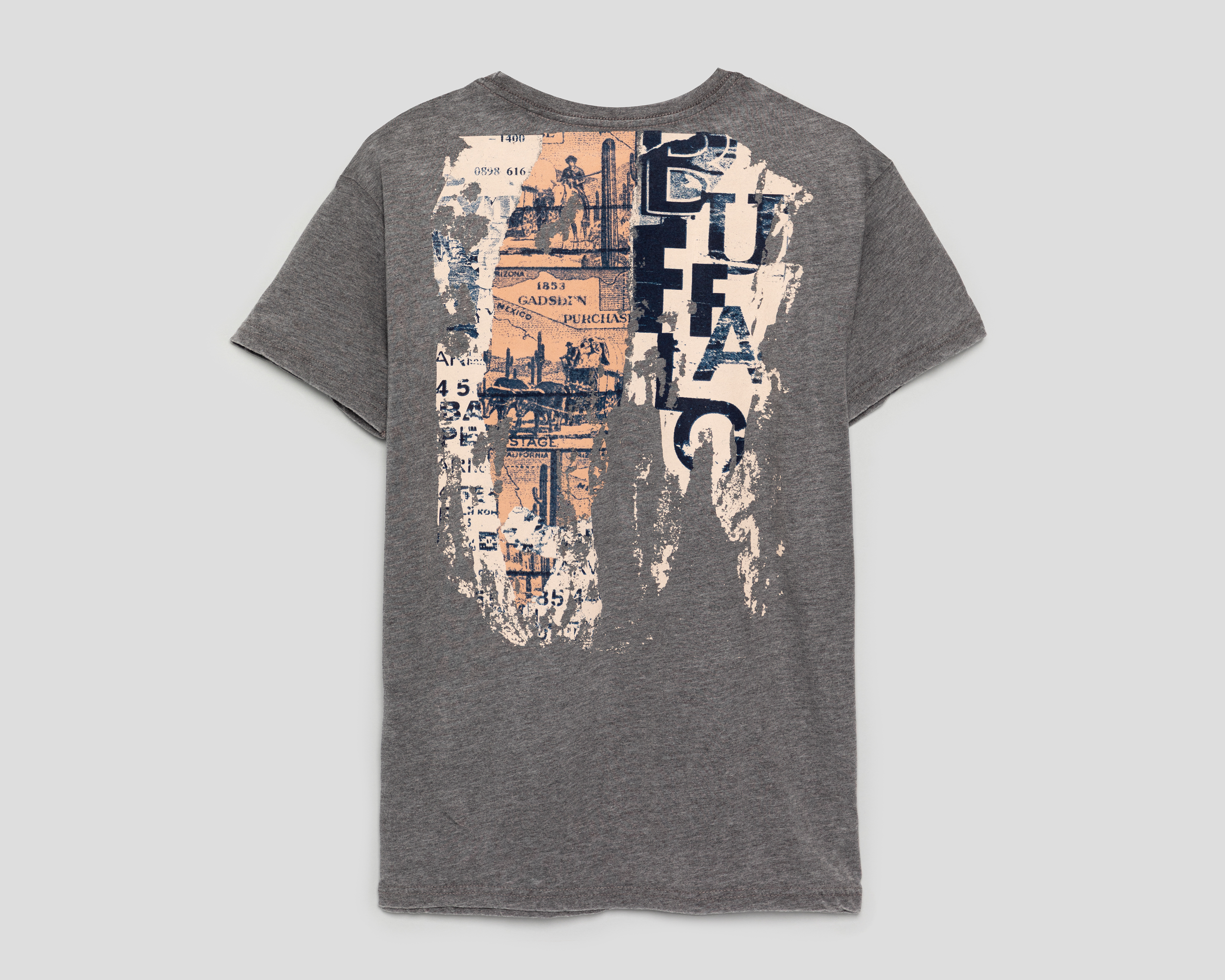 Foto 3 pulgar | Foto 2 | Playera de Cuello Redondo Gris Buffalo David Bitton para Hombre