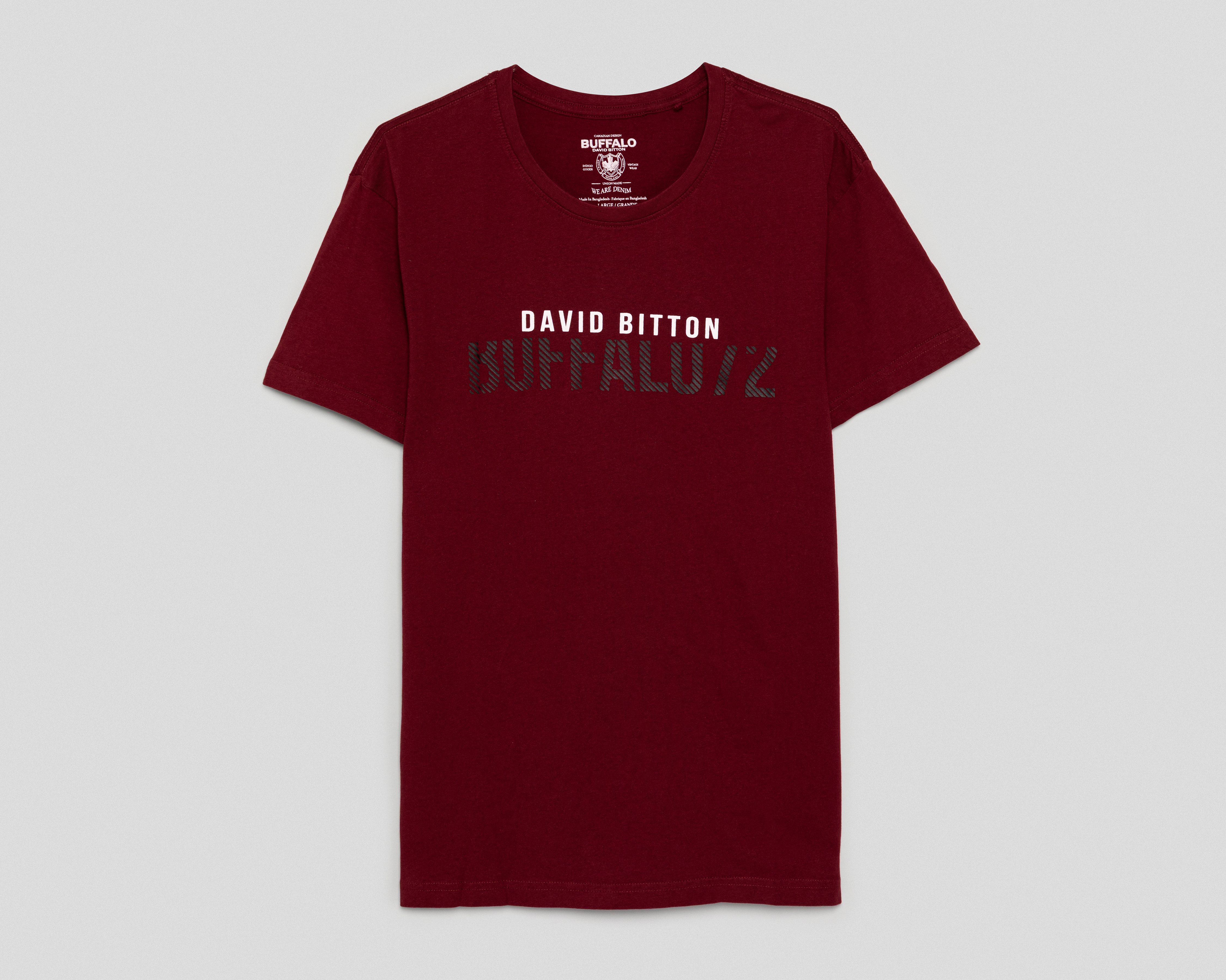 Foto 2 pulgar | Foto 1 | Playera Cuello Redondo Vino Buffalo David Bitton para Hombre