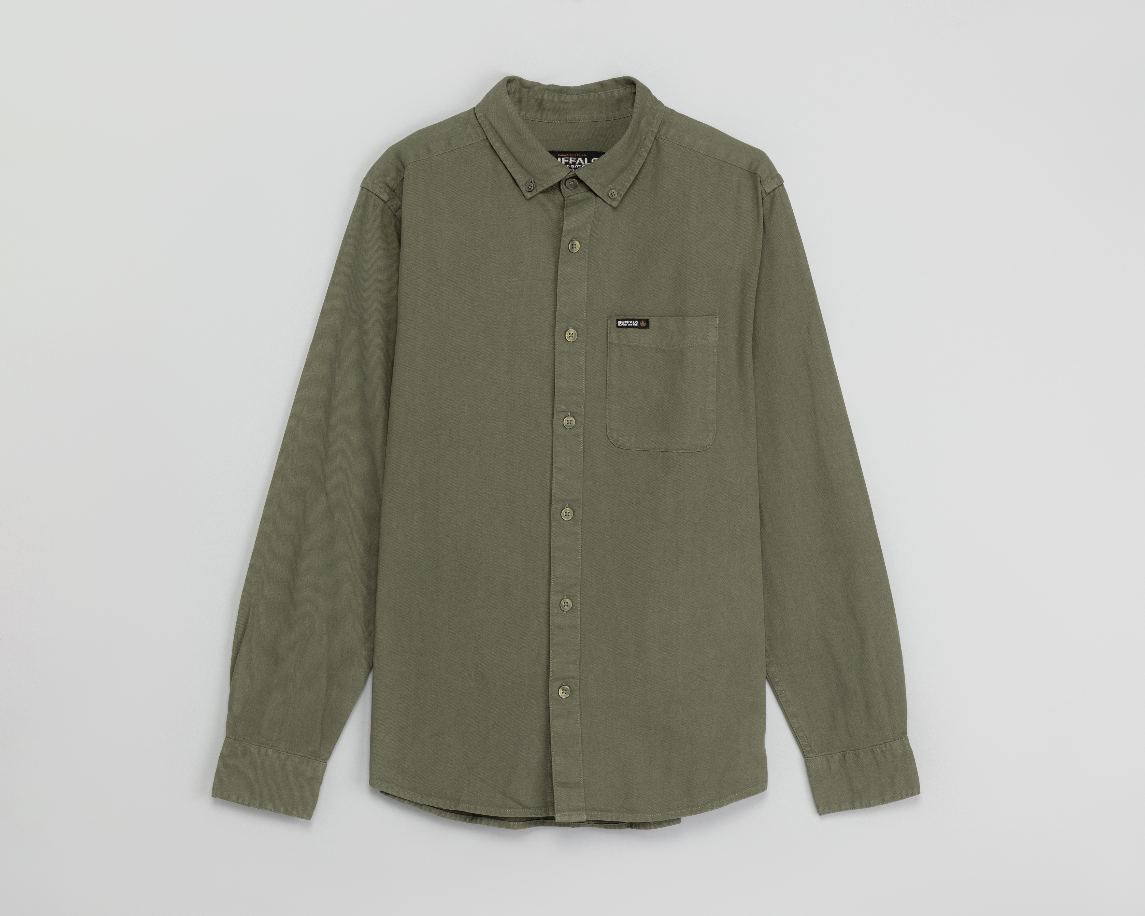 Camisa Casual de Algodón Buffalo David Bitton Regular Fit Lisa para Hombre