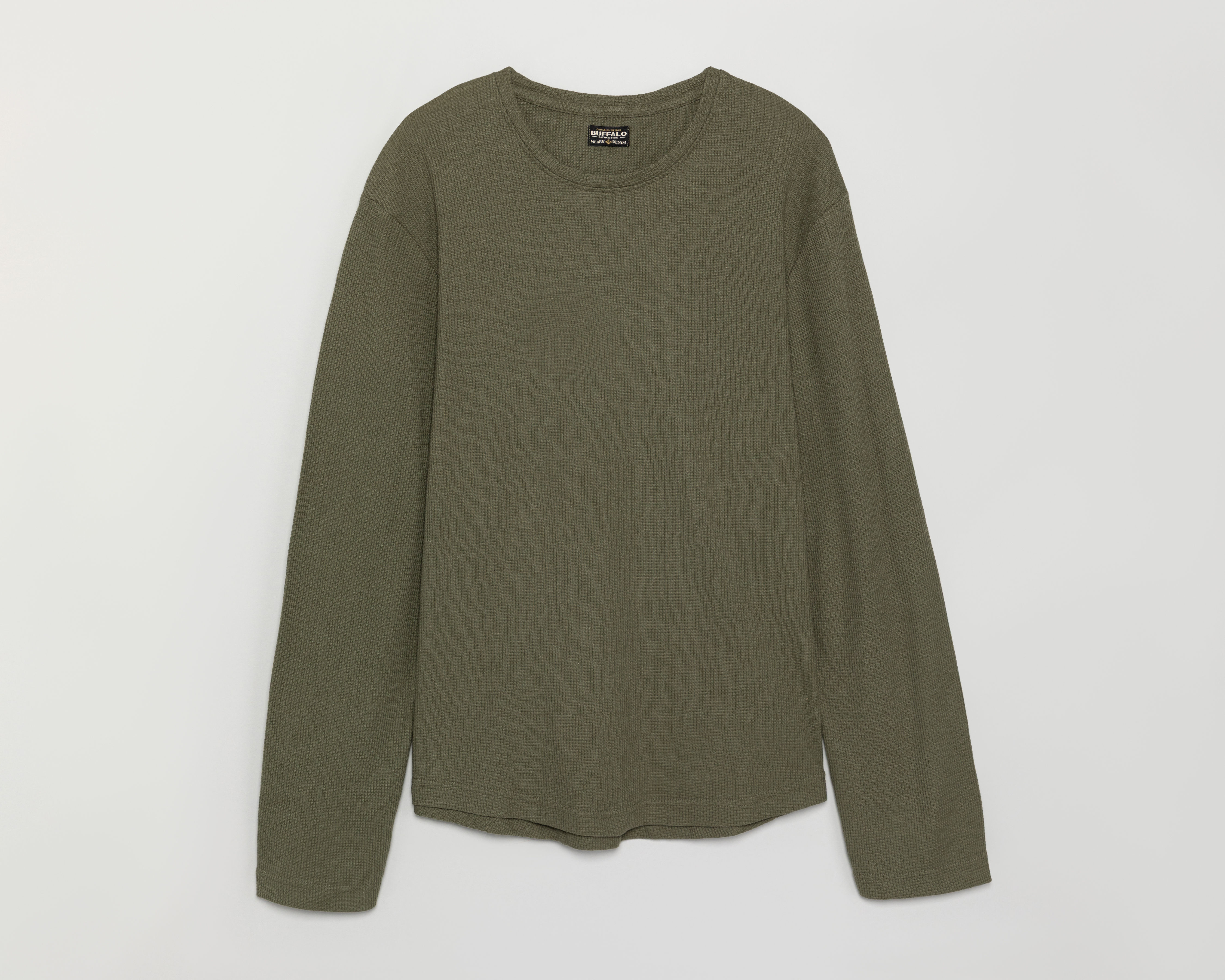 Playera Manga Larga Cuello Redondo Verde Buffalo David Bitton para Hombre