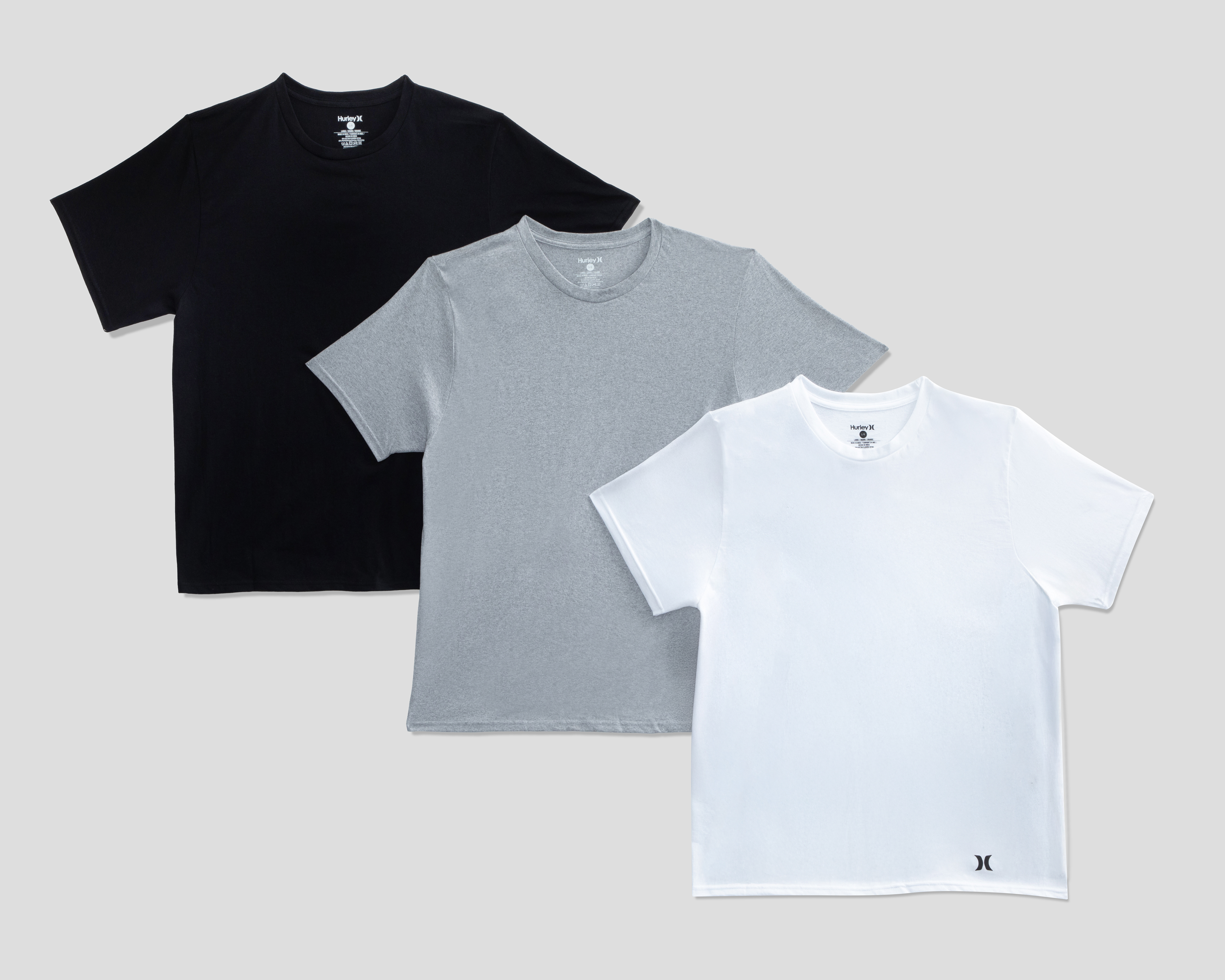 Foto 2 pulgar | Foto 1 | Playera Interior Cuello Redondo Hurley para Hombre 3 Piezas