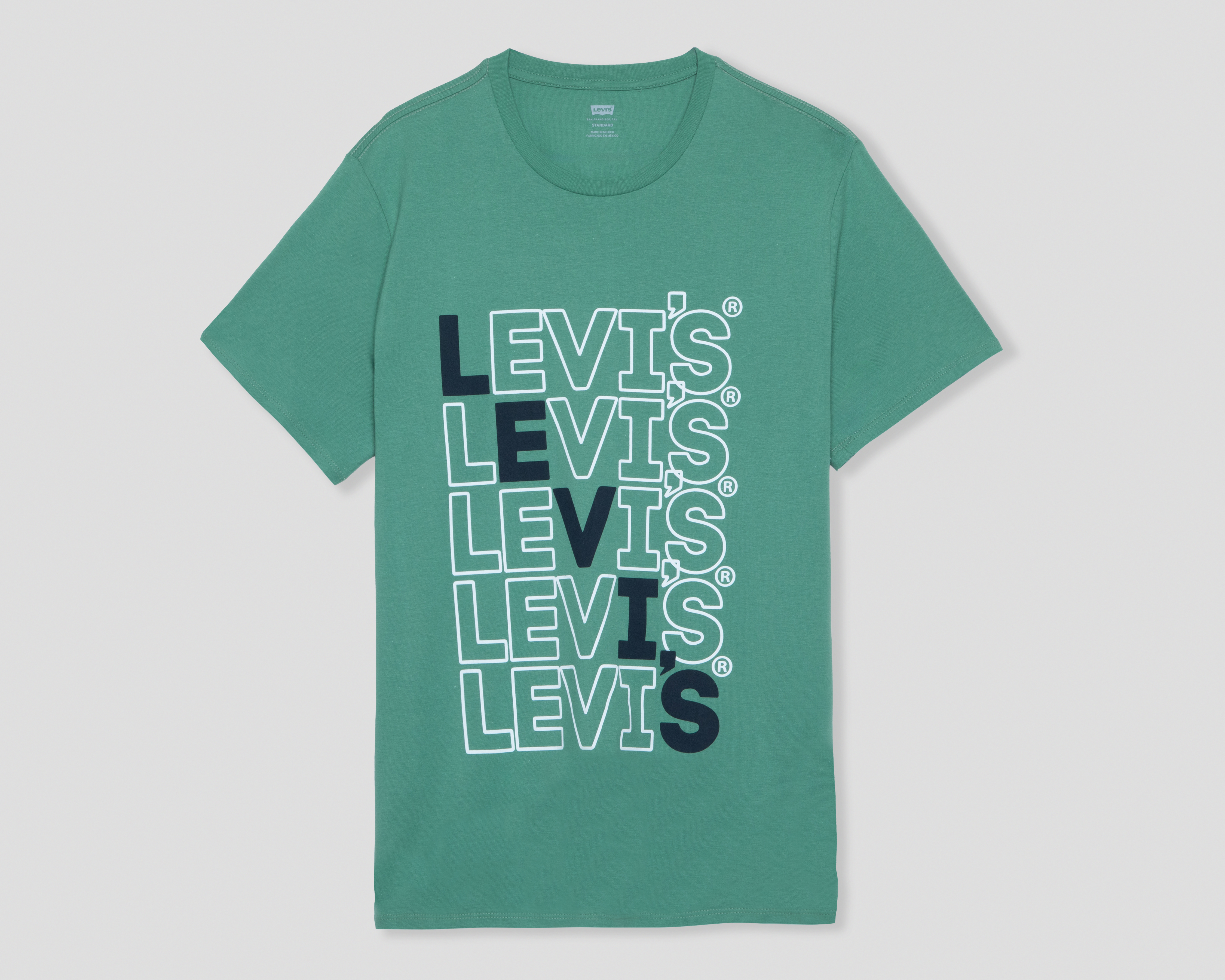 Foto 2 pulgar | Foto 1 | Playera de Cuello Redondo Verde Levi's para Hombre