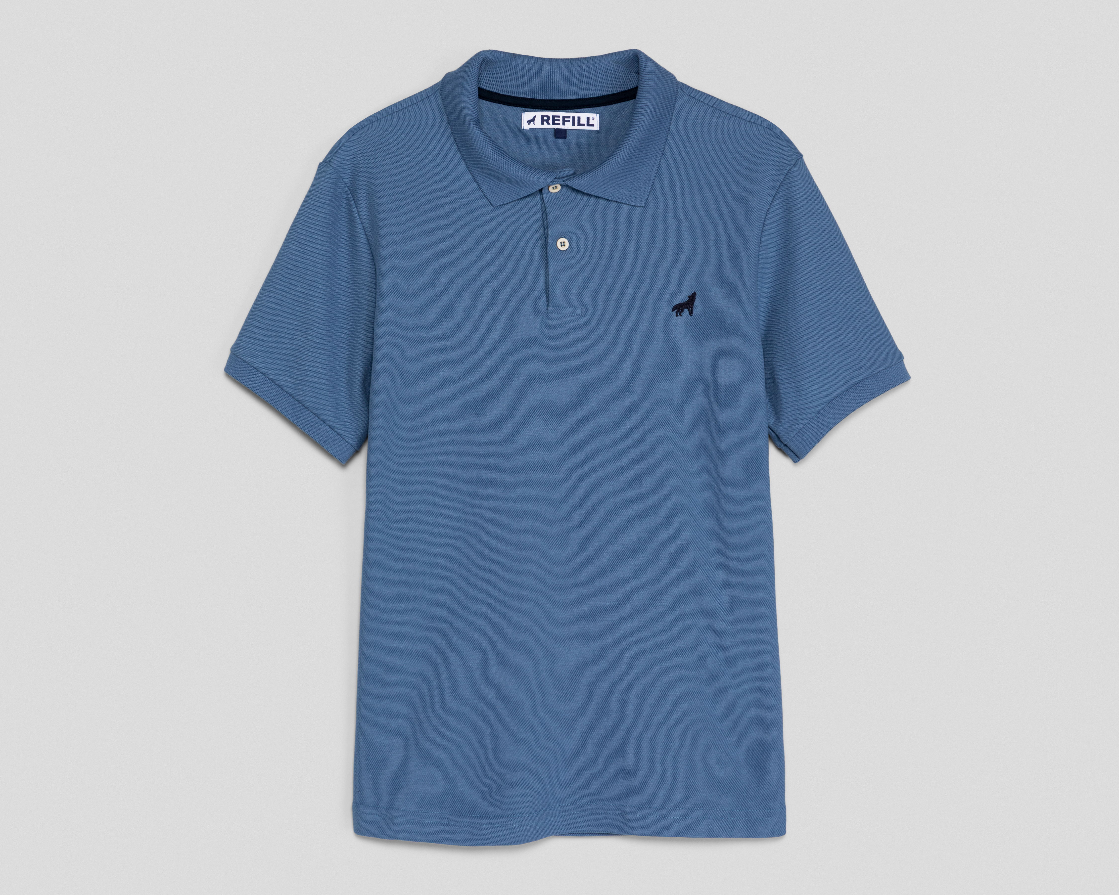 Foto 2 pulgar | Foto 1 | Playera Polo Refill Manga Corta Azul para Hombre