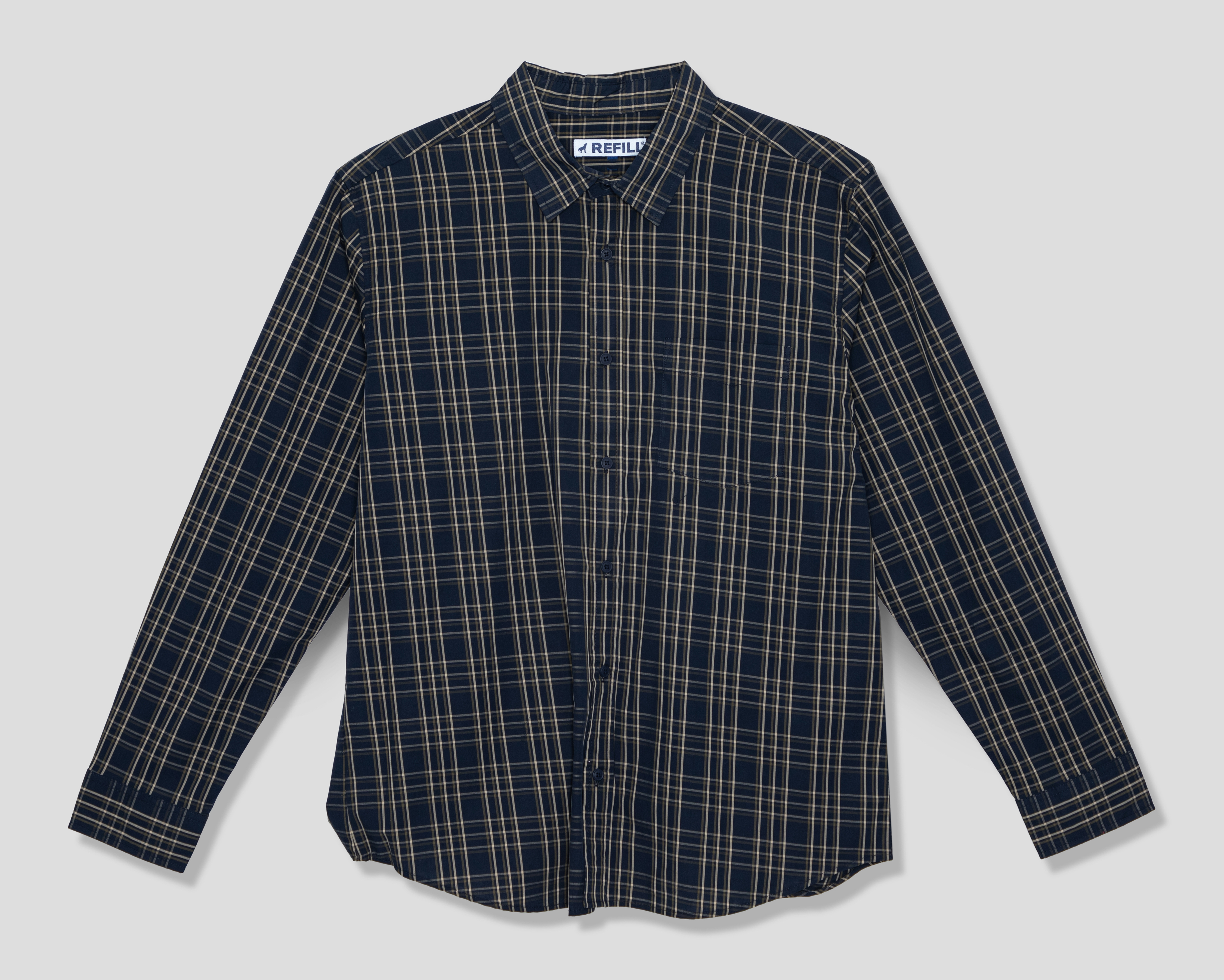 Camisa Casual de Algodón Refill Regular a Cuadros Juvenil