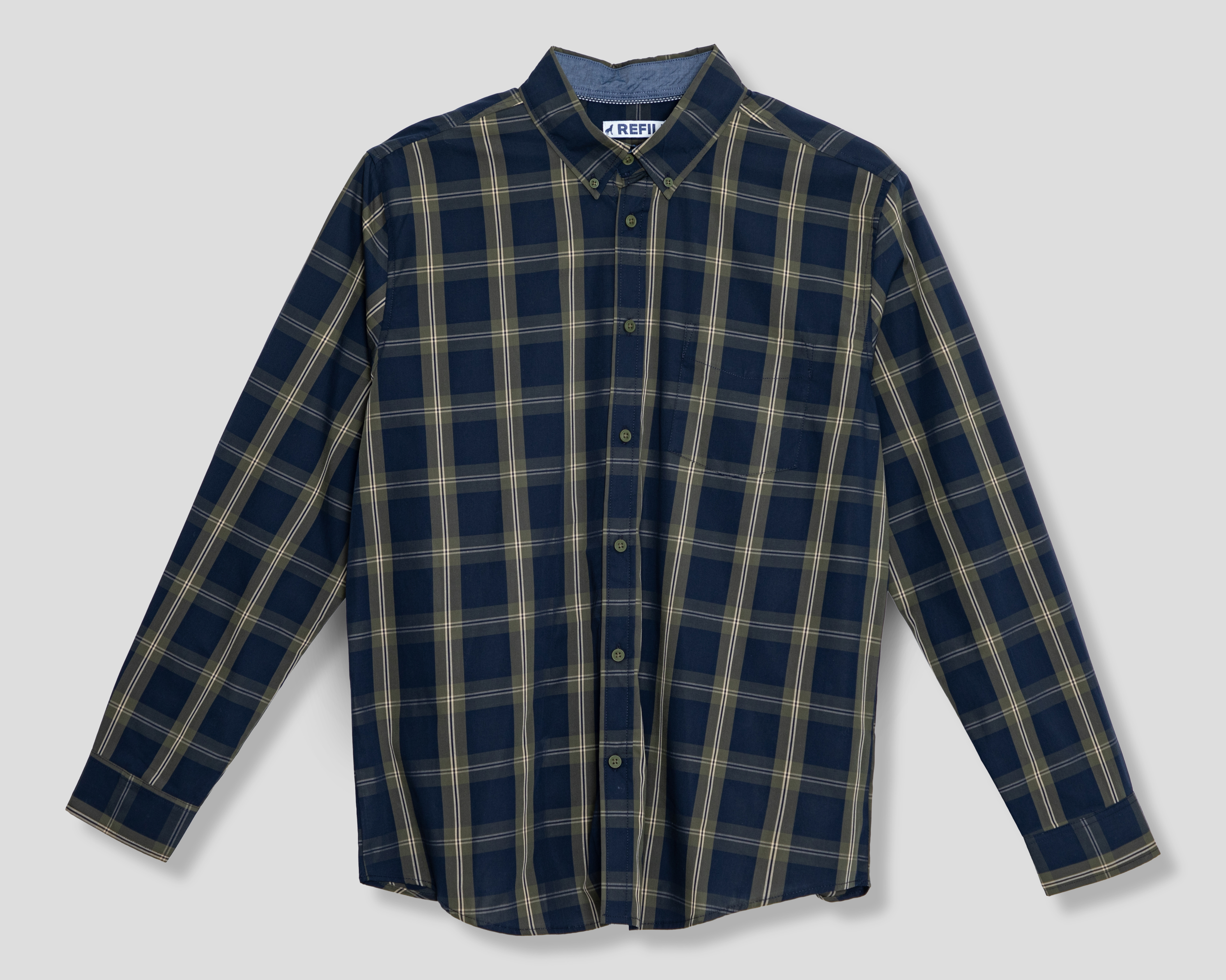 Camisa Casual de Algodón Refill Regular a Cuadros Juvenil