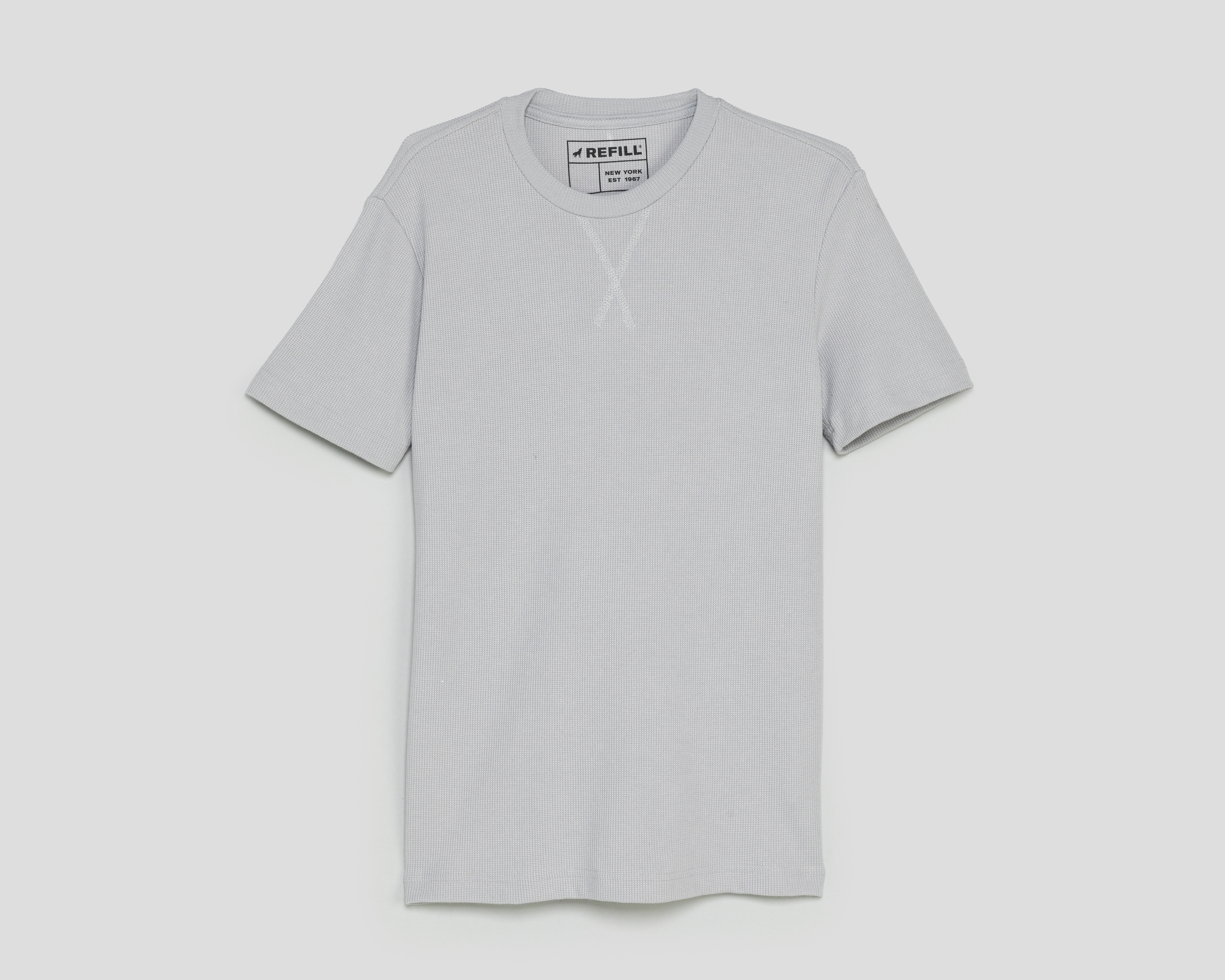Playera de Cuello Redondo Gris Refill para Hombre