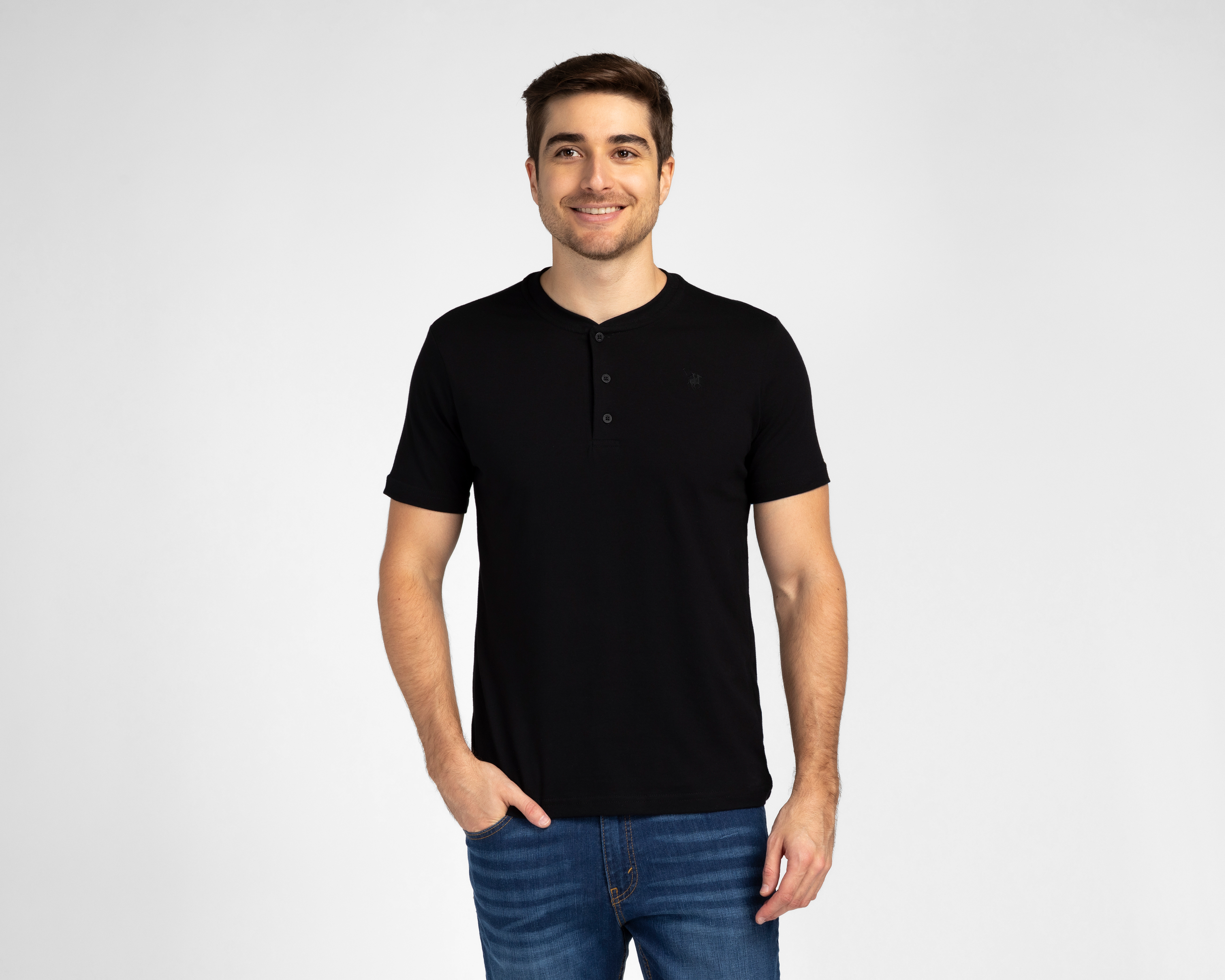 Playera de Cuello Redondo Negra York Team Polo Club para Hombre