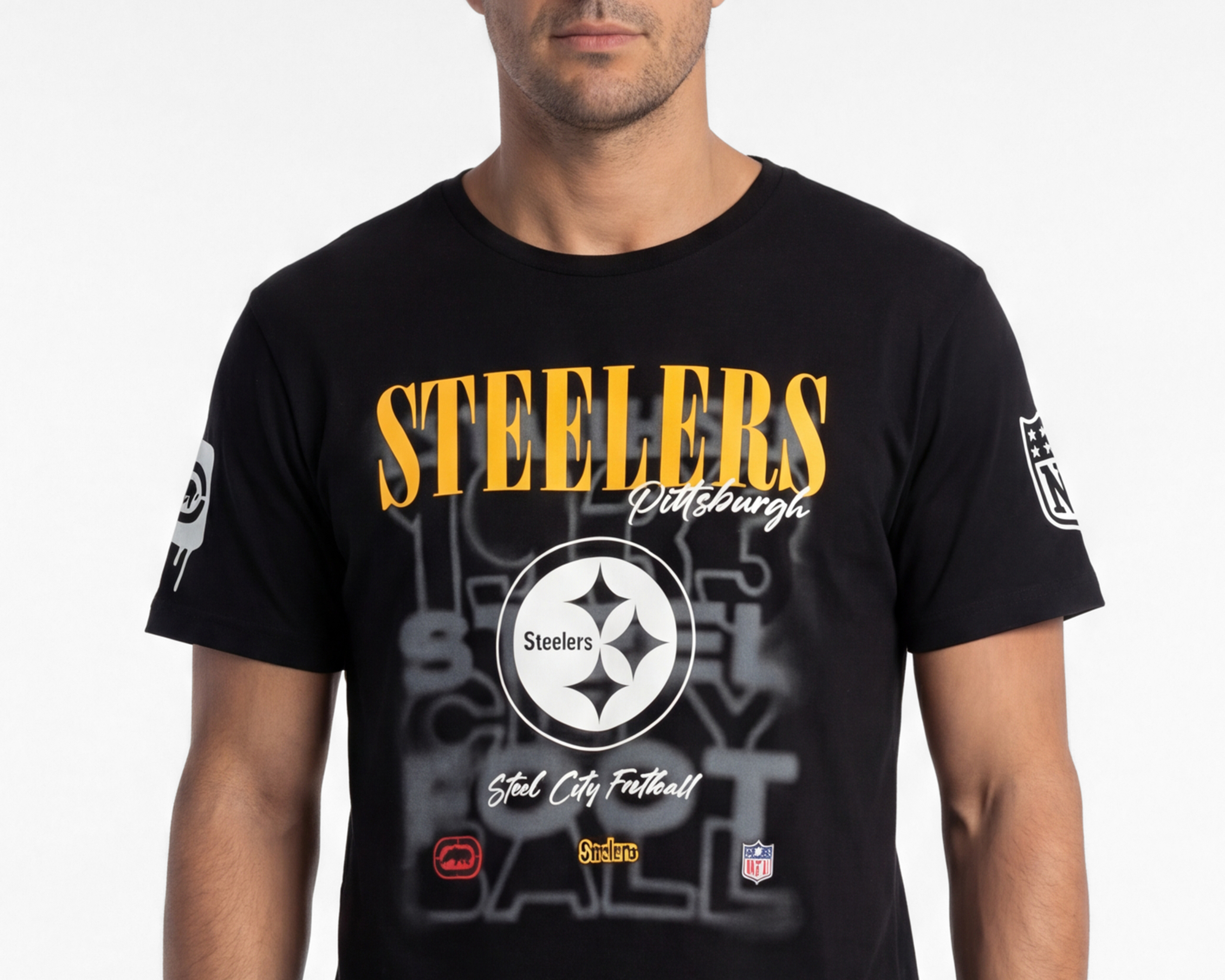 Foto 5 pulgar | Foto 4 | Playera de Cuello Redondo Negra Ecko Unltd. NFL para Hombre