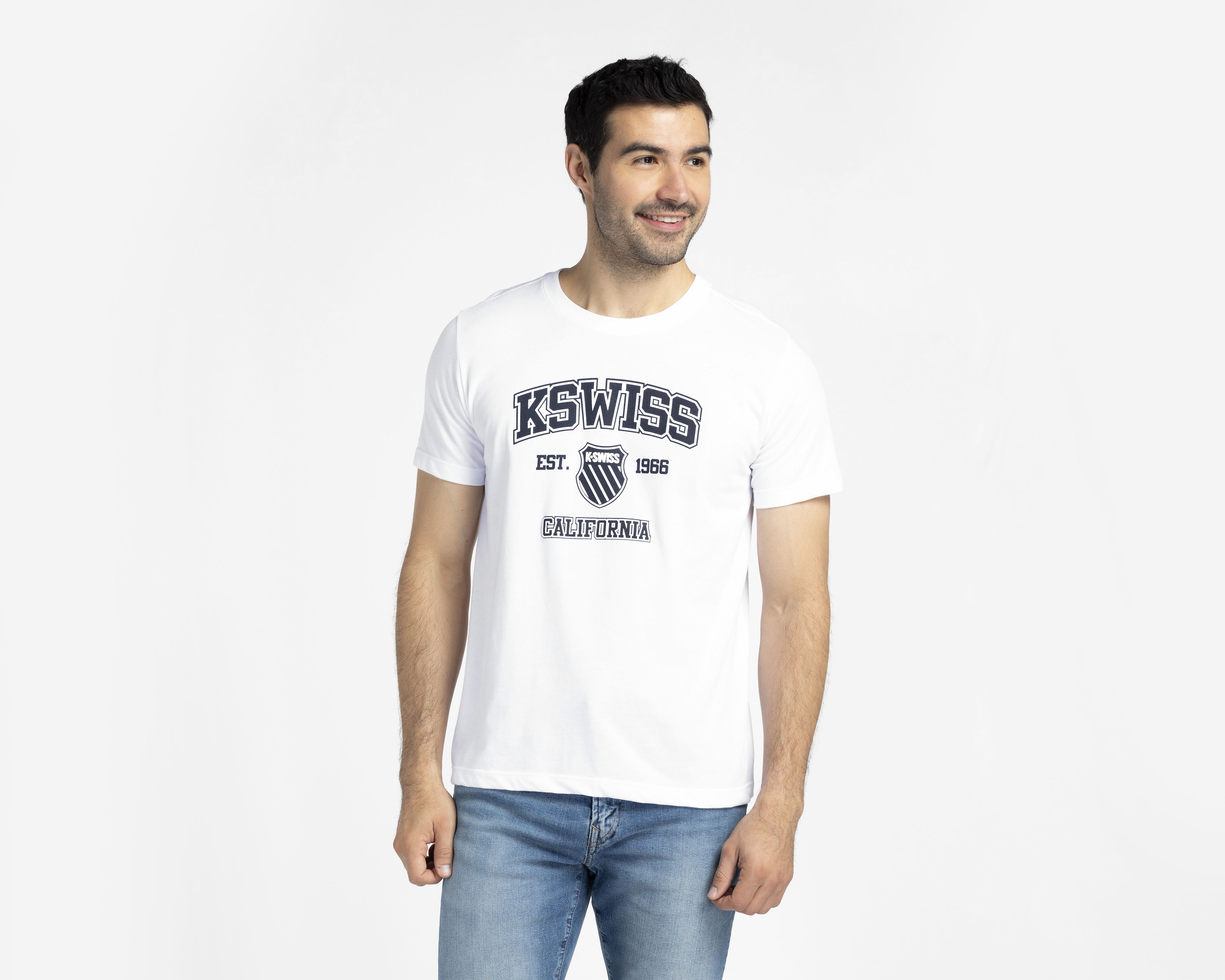 Playera de Cuello Redondo Blanca K-Swiss para Hombre