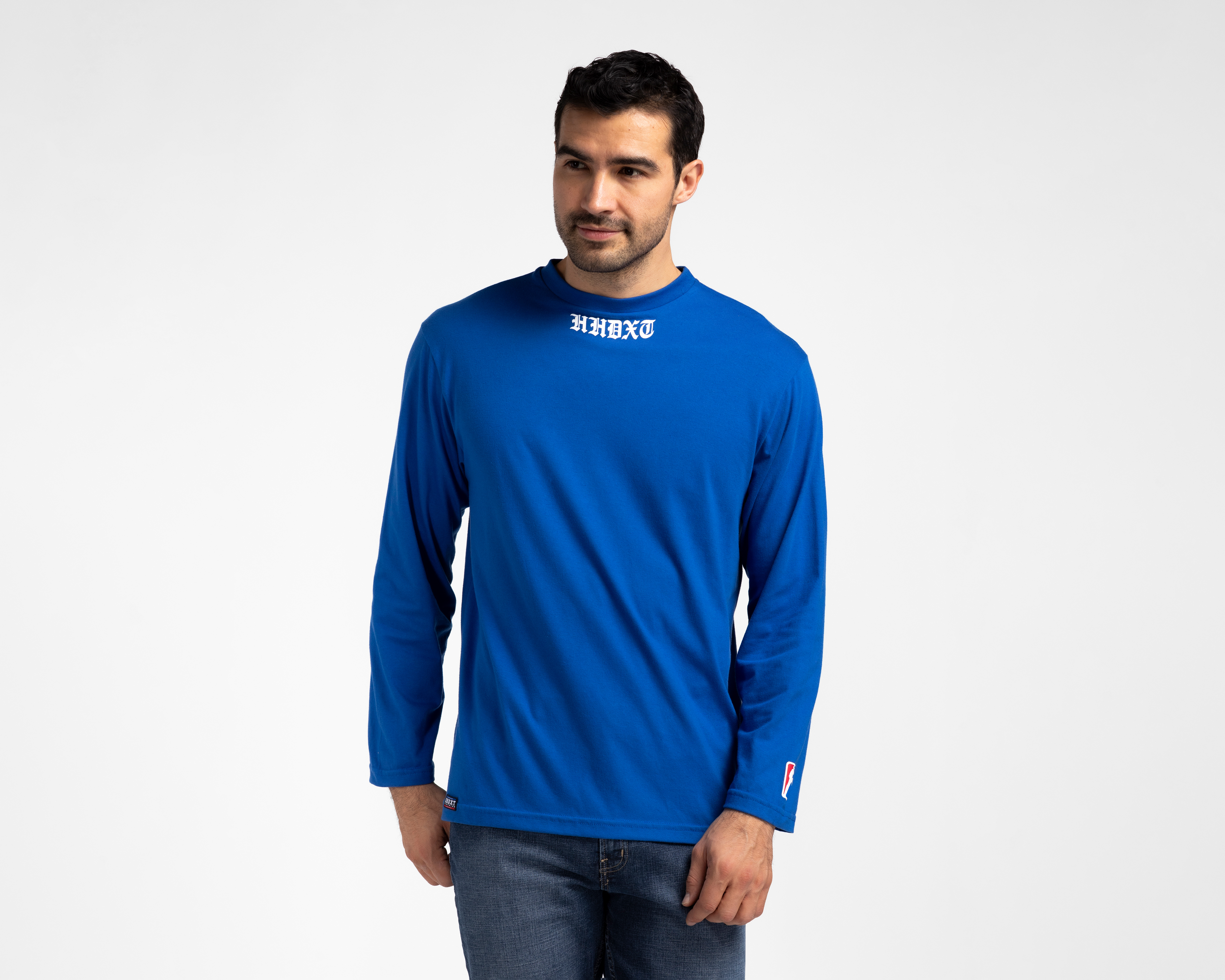 Foto 2 pulgar | Foto 1 | Playera de Cuello Redondo Azul HHDXT para Hombre