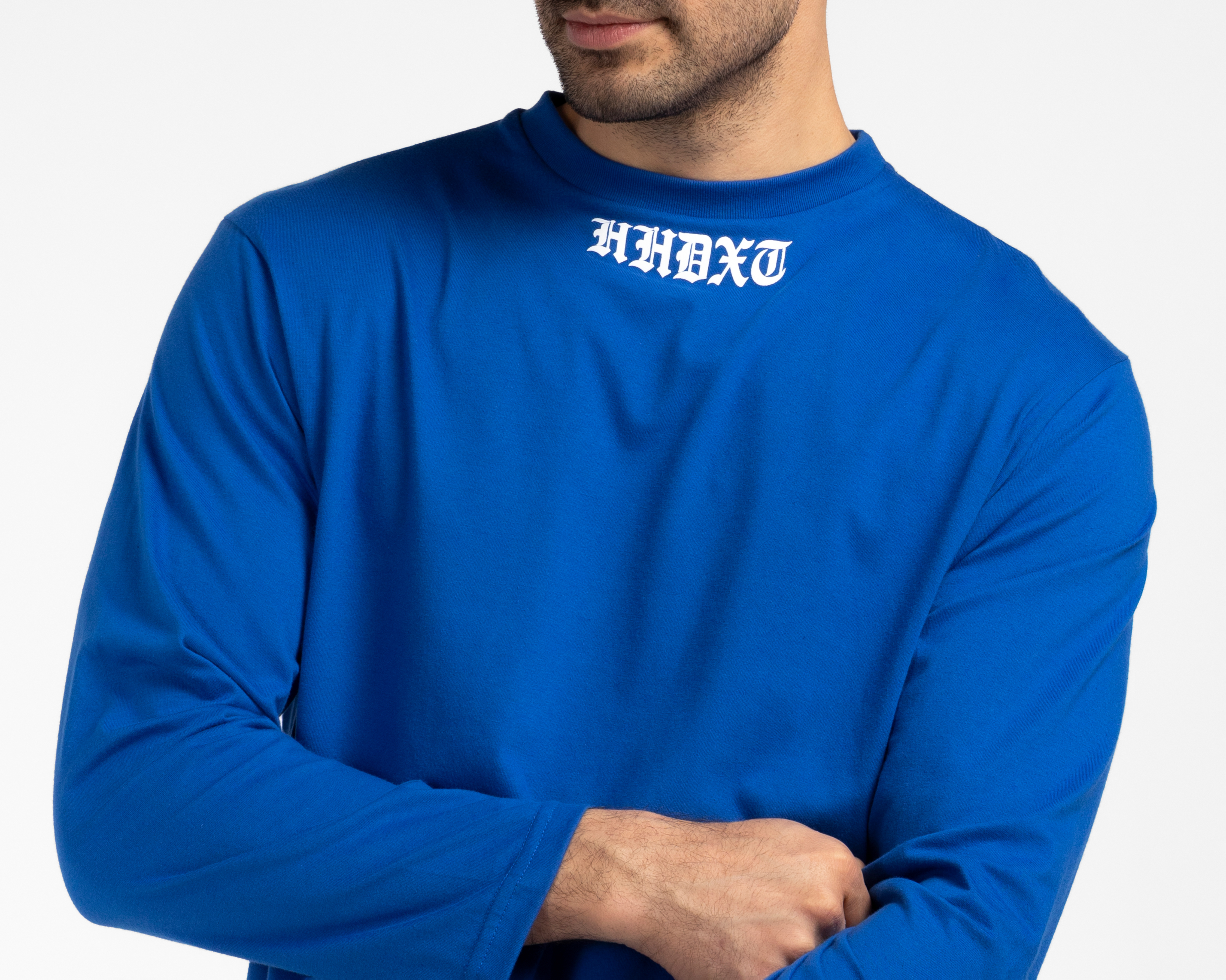 Foto 4 pulgar | Foto 3 | Playera de Cuello Redondo Azul HHDXT para Hombre