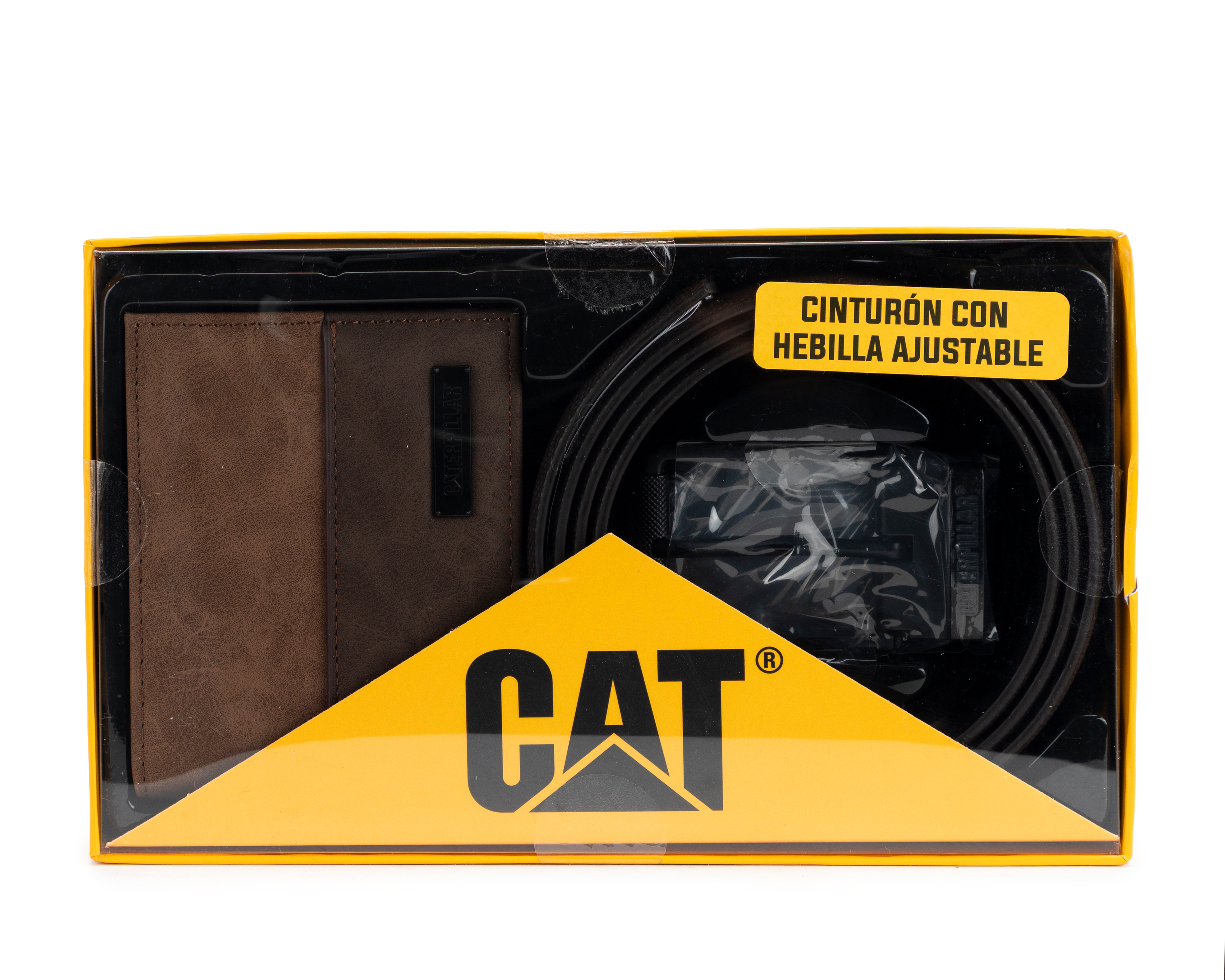 Foto 2 pulgar | Foto 1 | Cartera y Cinturón para Hombre CAT Café 2 Piezas