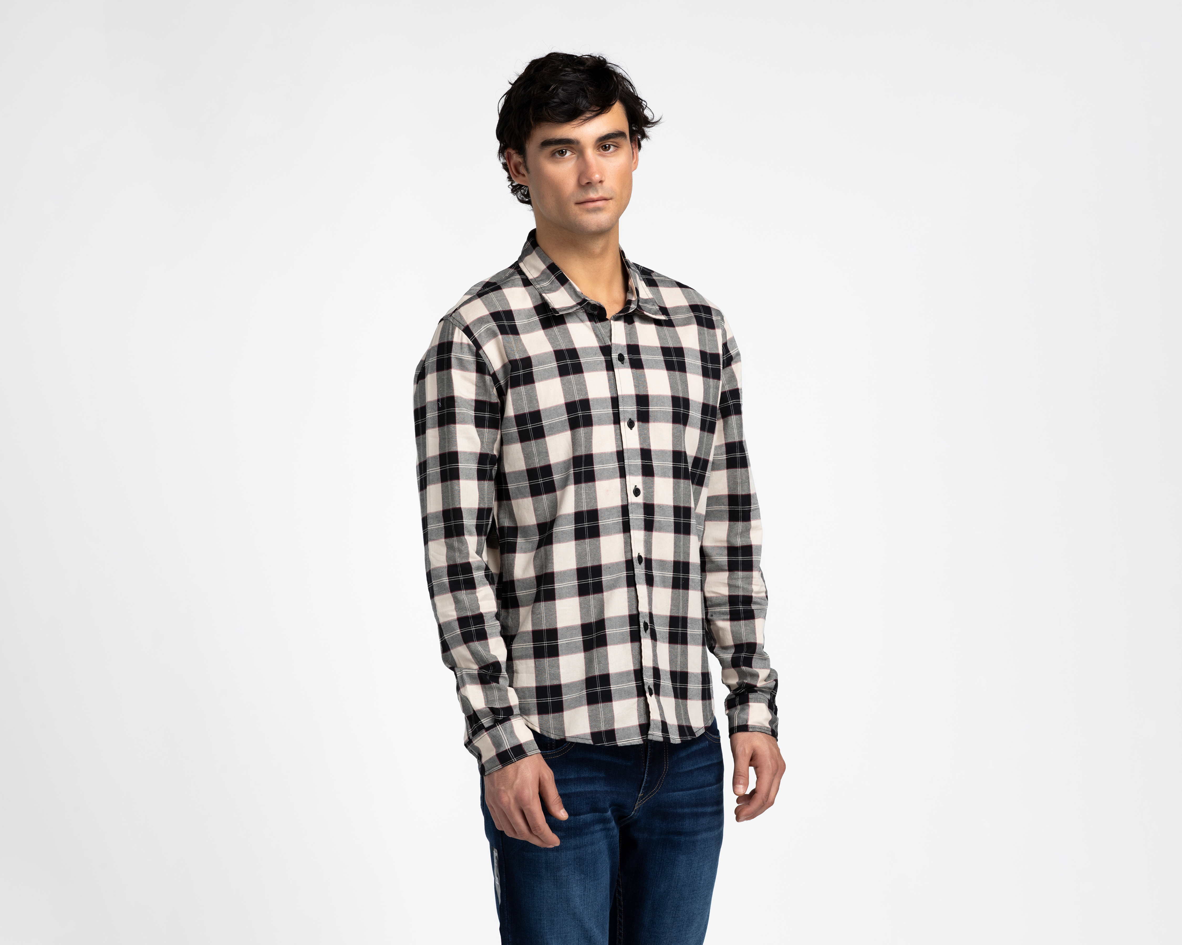 Camisa Casual de Algodón Oggi Slim Fit a Cuadros para Hombre